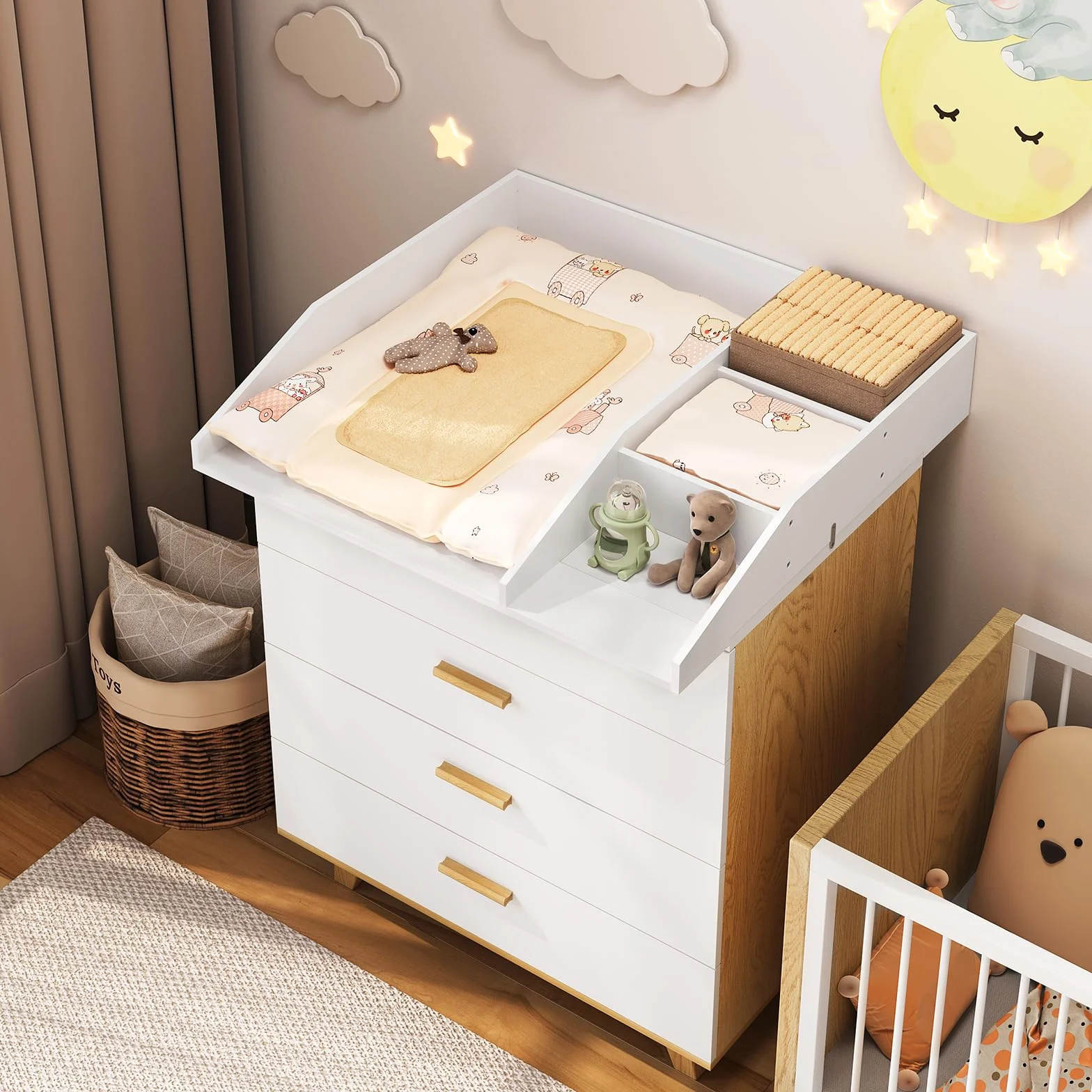 WOLTU Plan à langer amovible MDF 80x74,5x13,5 cm Blanc