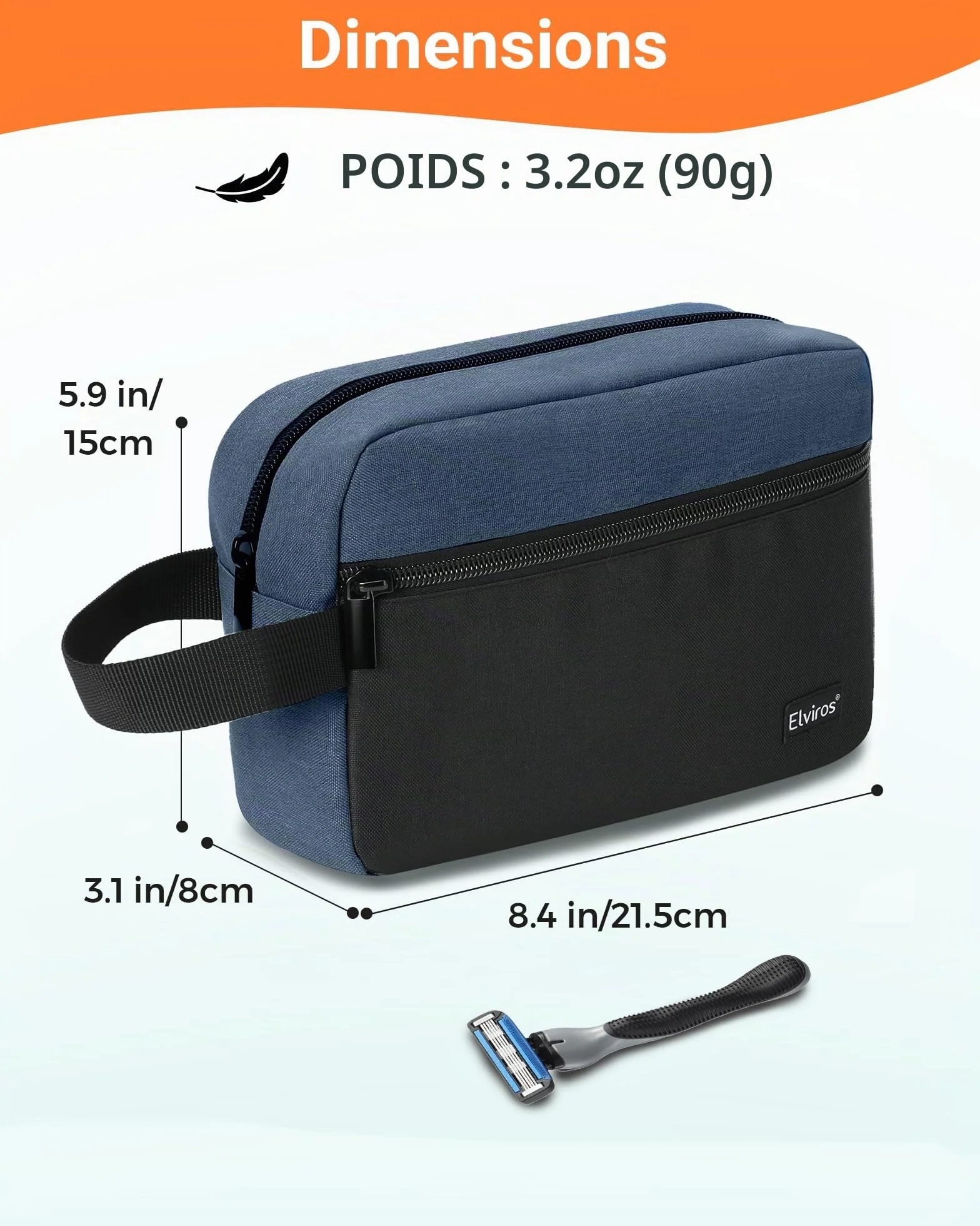 Trousse de Toilette Suspendre Homme Voyage Noir Bleu Foncé
