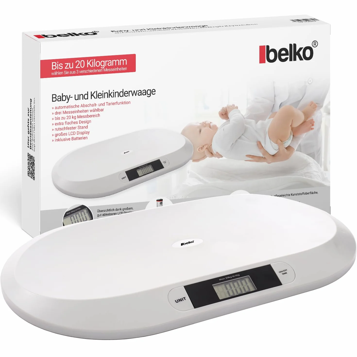 Belko Pèse-bébé Plat Numérique 20 kg Balance d'Allaitement Pèse-animal