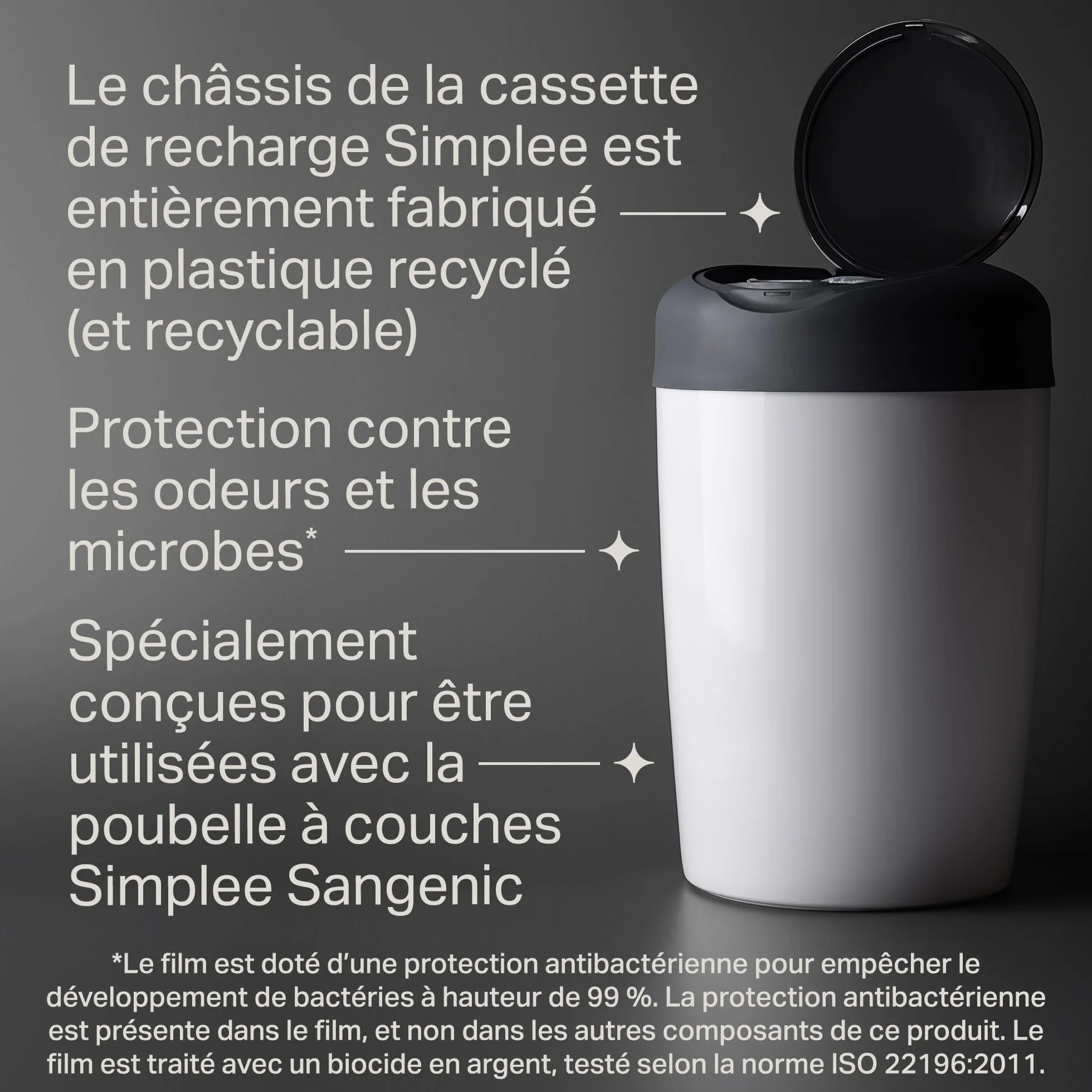 Tommee Tippee Recharges de Poubelle à Couches Simplee Sangenic, Protection Anti-Odeur et Anti-Germe, Lot de 6