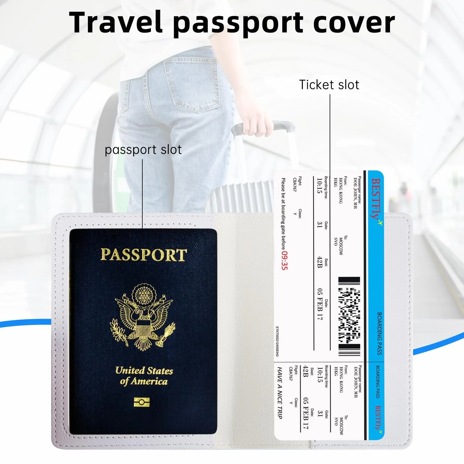 Protege Passeport Lot de 2 Cuir Porte Passeport pour Cartes De Crédit Noir Blanc