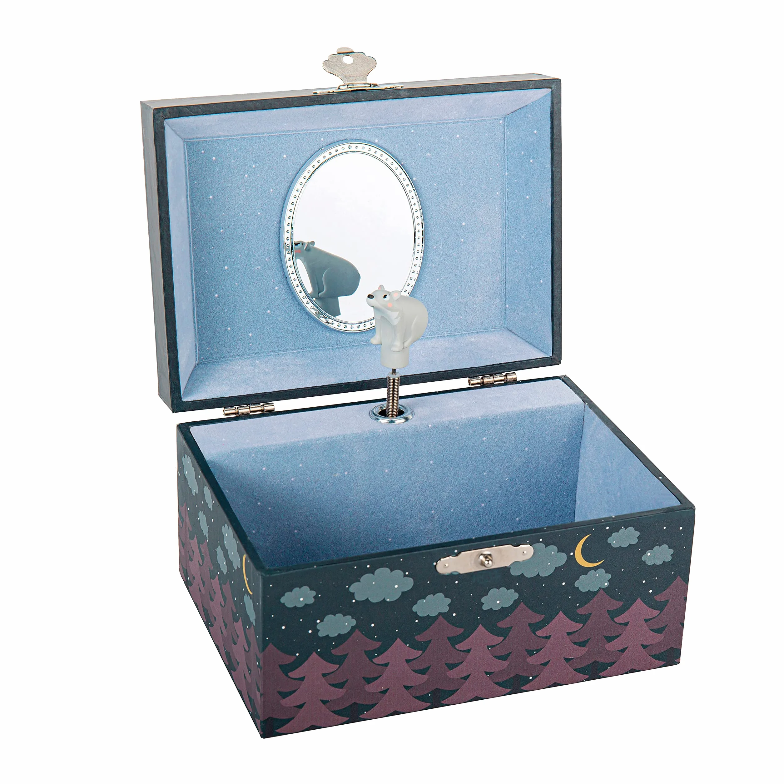 TROUSSELIER Coffret Musical Ours dans la Forêt Bleu nuit Phosphorescent Brille dans la nuit