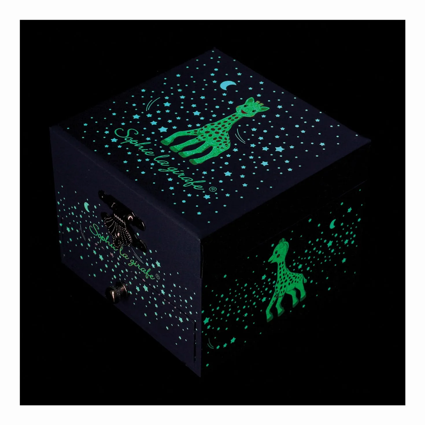 Sophie la Girafe TROUSSELIER Boîte à Trésors & Bijoux Musicale Phosphorescent Bleu Nuit