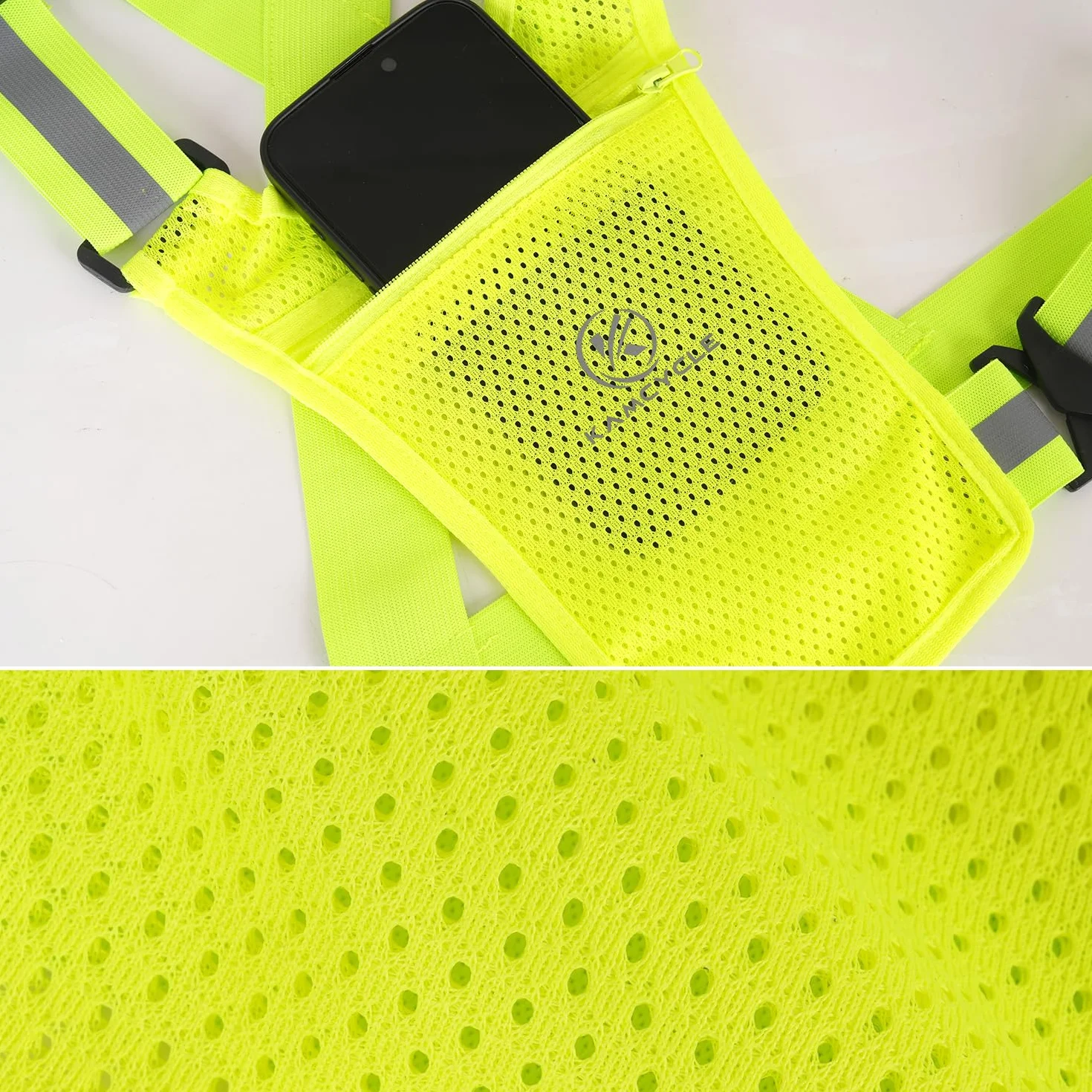 Gilet de Course Réfléchissant avec Poche pour Téléphone Portable – Gilet Lumineux pour Vélo