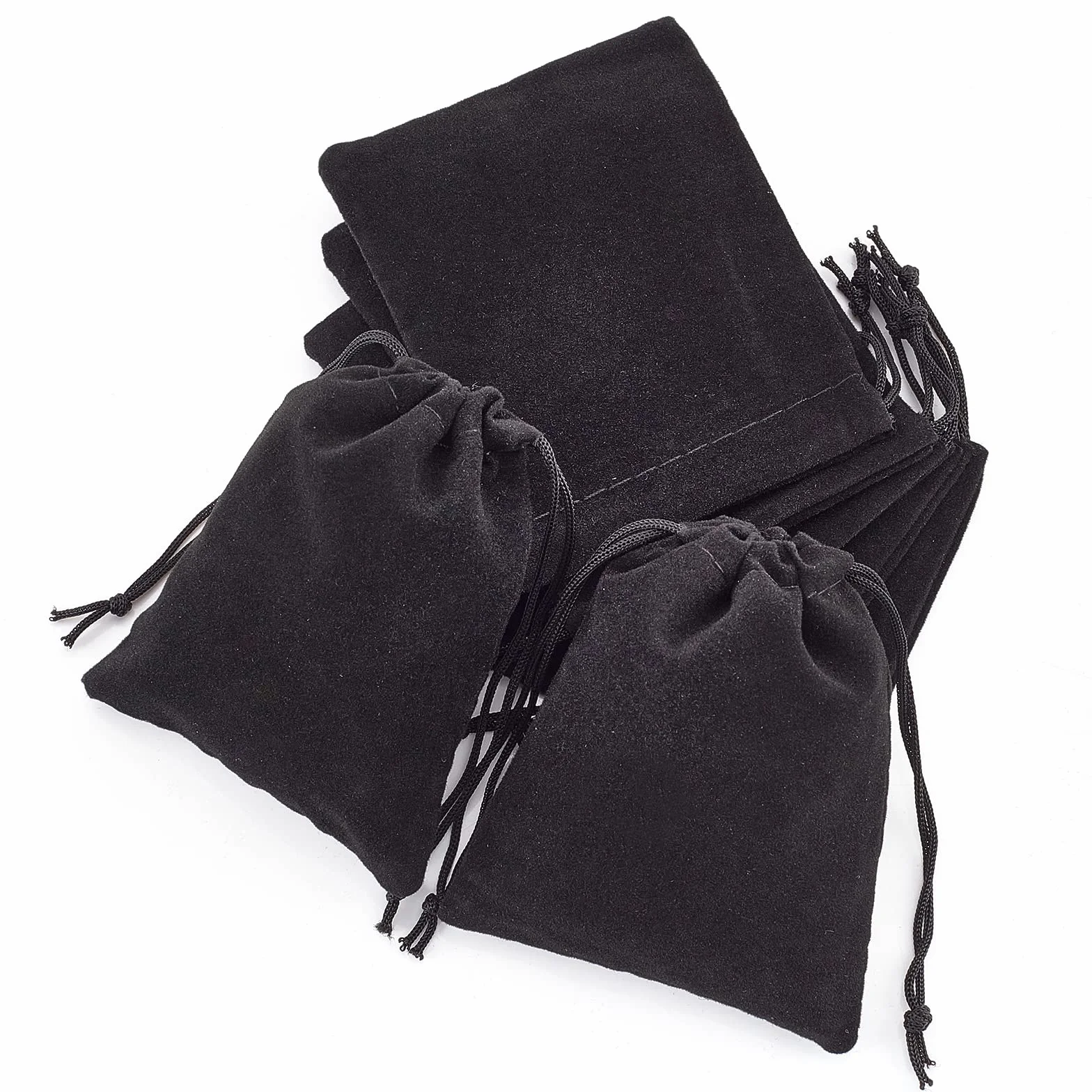 Cordon de Serrage En Velours pour Sacs Bijoux Pochettes À Dragées, Noir, 8.5 × 7 cm