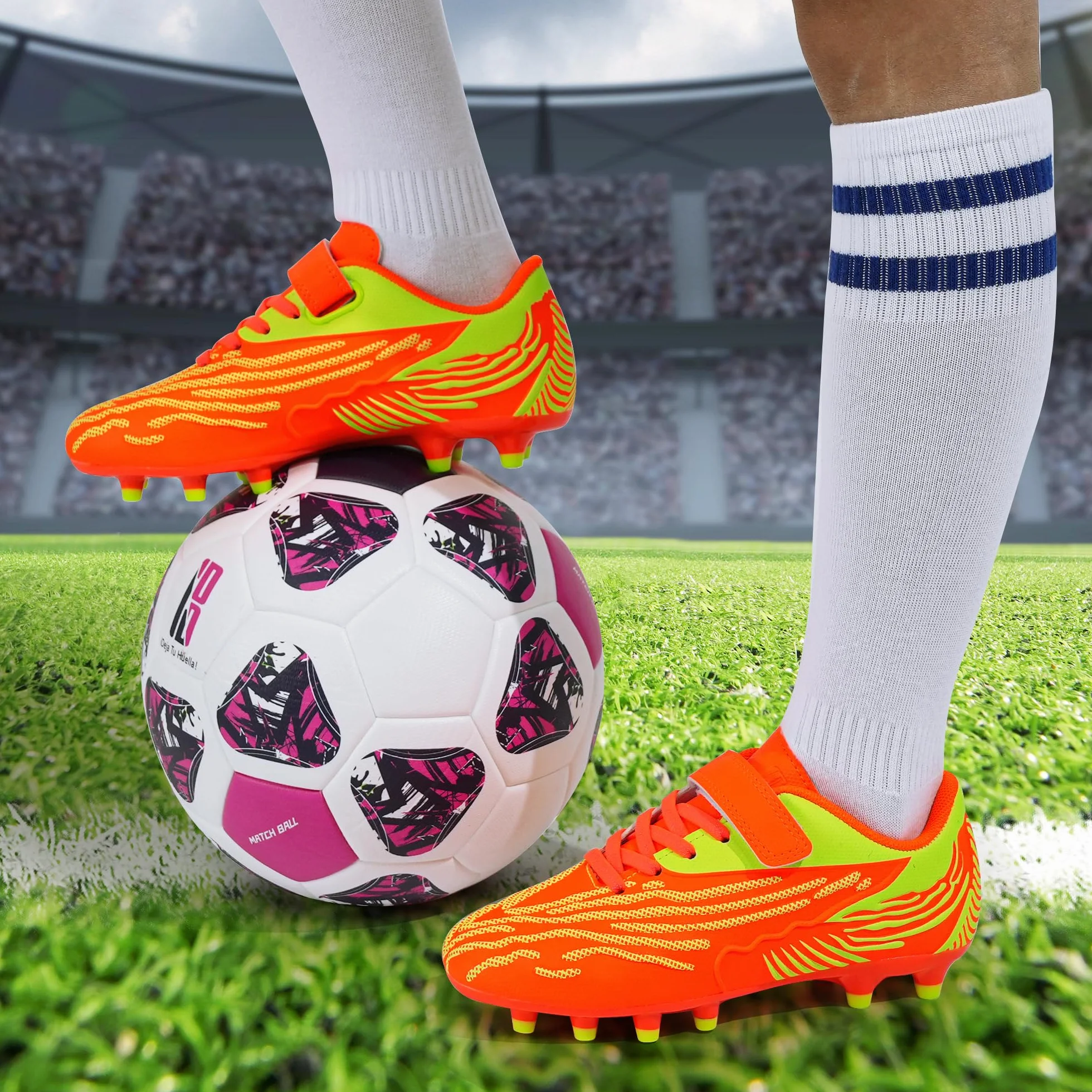 JABASIC Chaussures de Football Enfants Dur Gazon Sport Garçons Filles