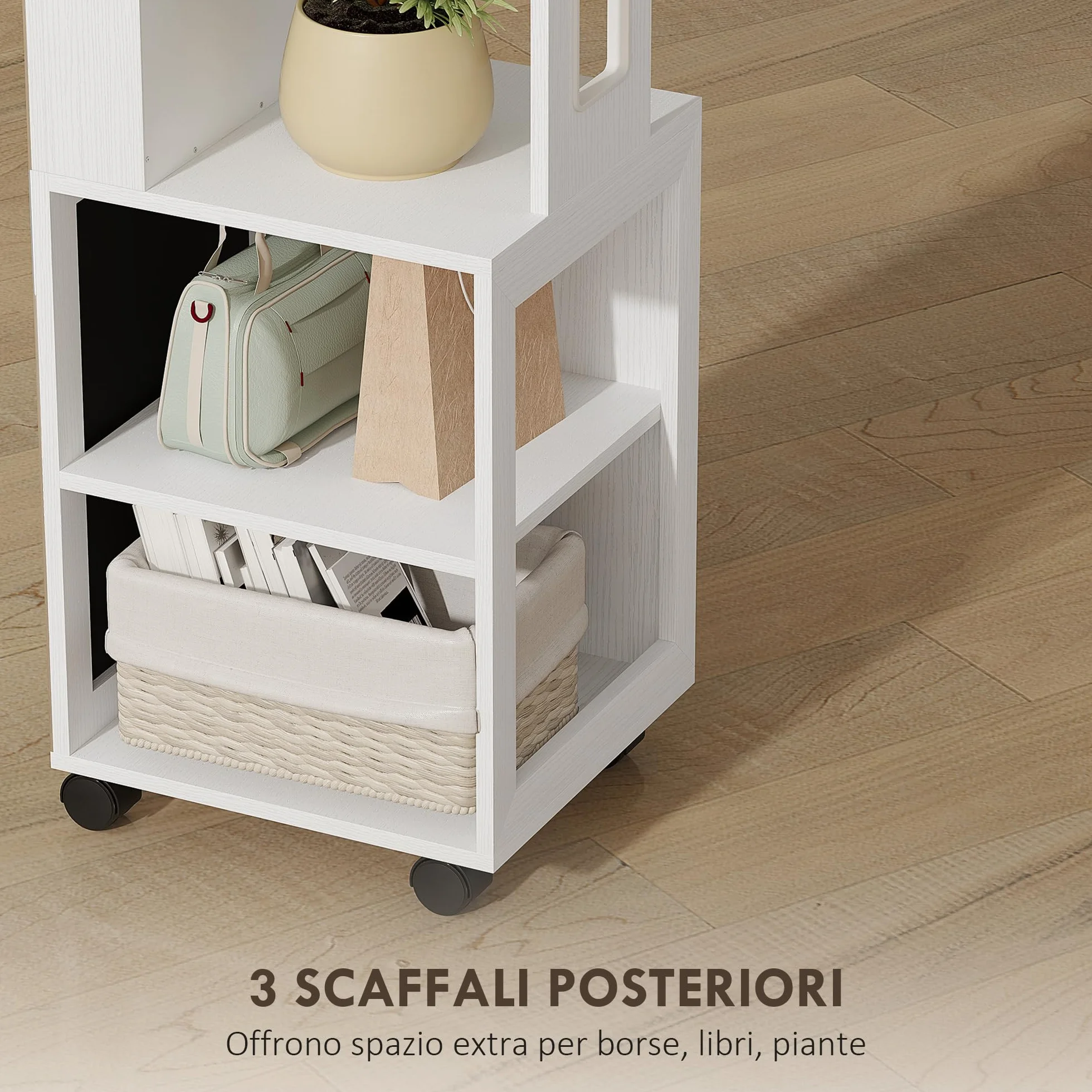 HOMCOM Armoire à bijoux pivotante 360° avec miroir LED, organisateur verrouillable, blanc