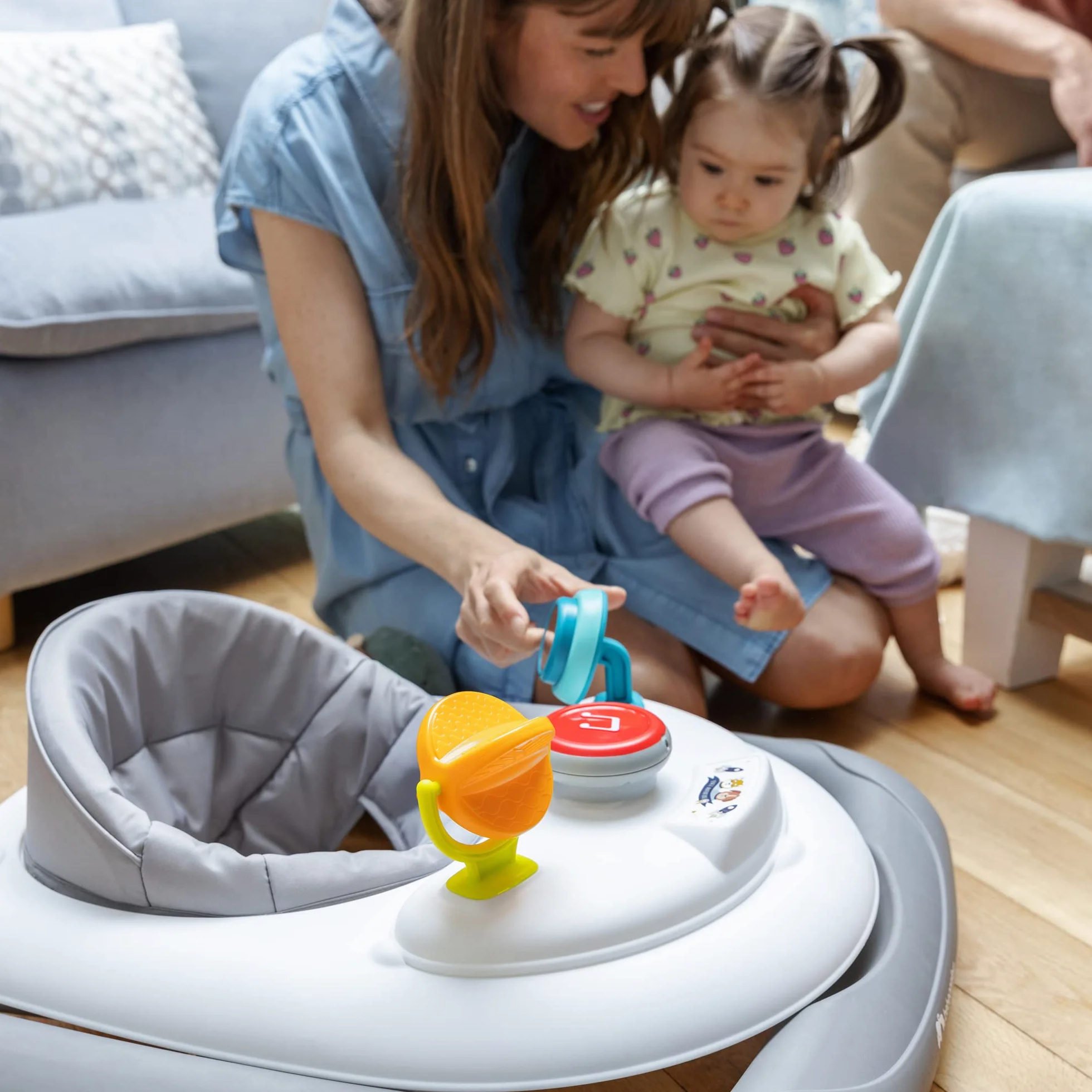 Bebeconfort Explorer Trotteur bébé pliable avec plateau d'activités musical, 6-18 mois, 12 kg, Gray Mist