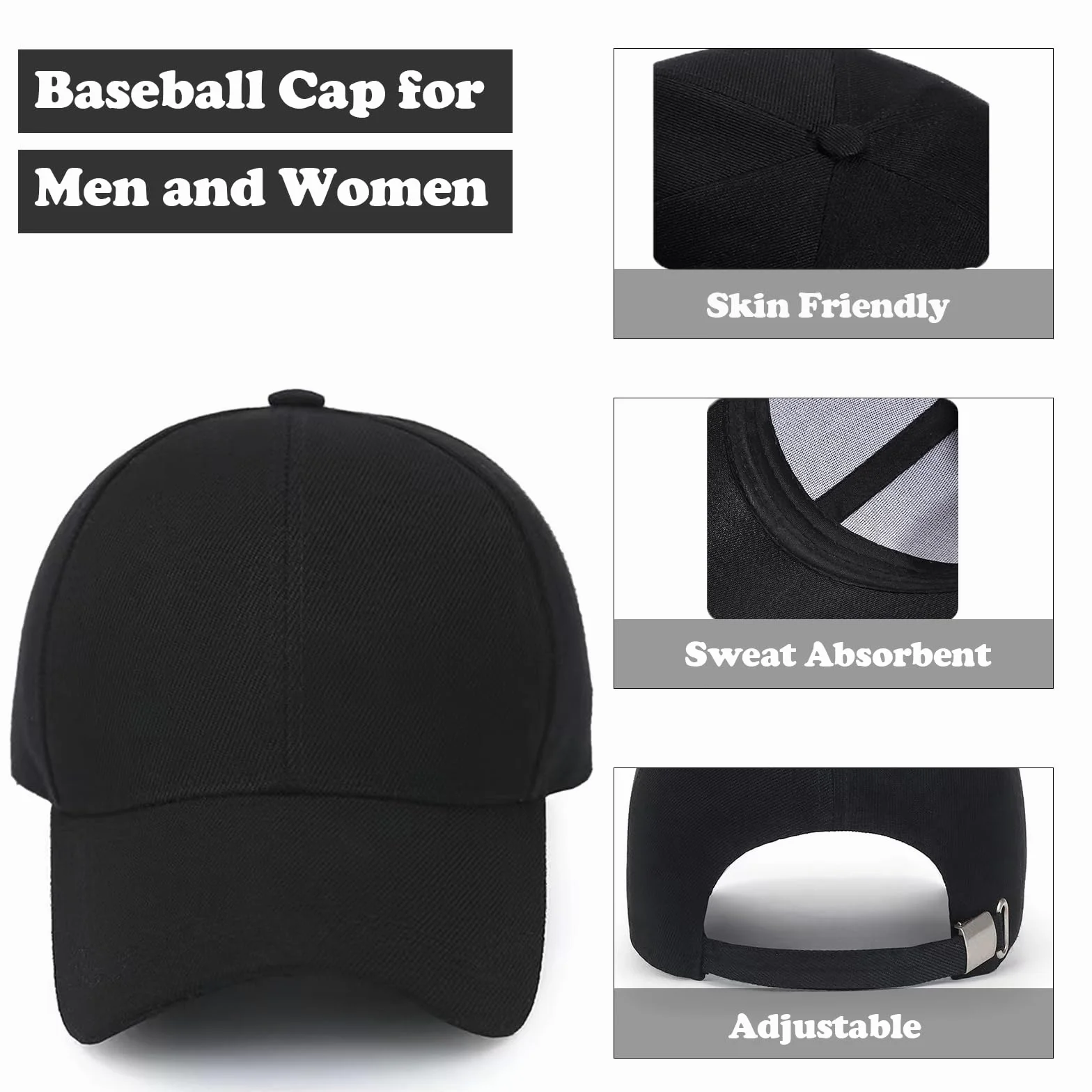 Casquette de Baseball Coton Anti-Soleil Réglable pour Homme Femme, Chapeau Sport Extérieur