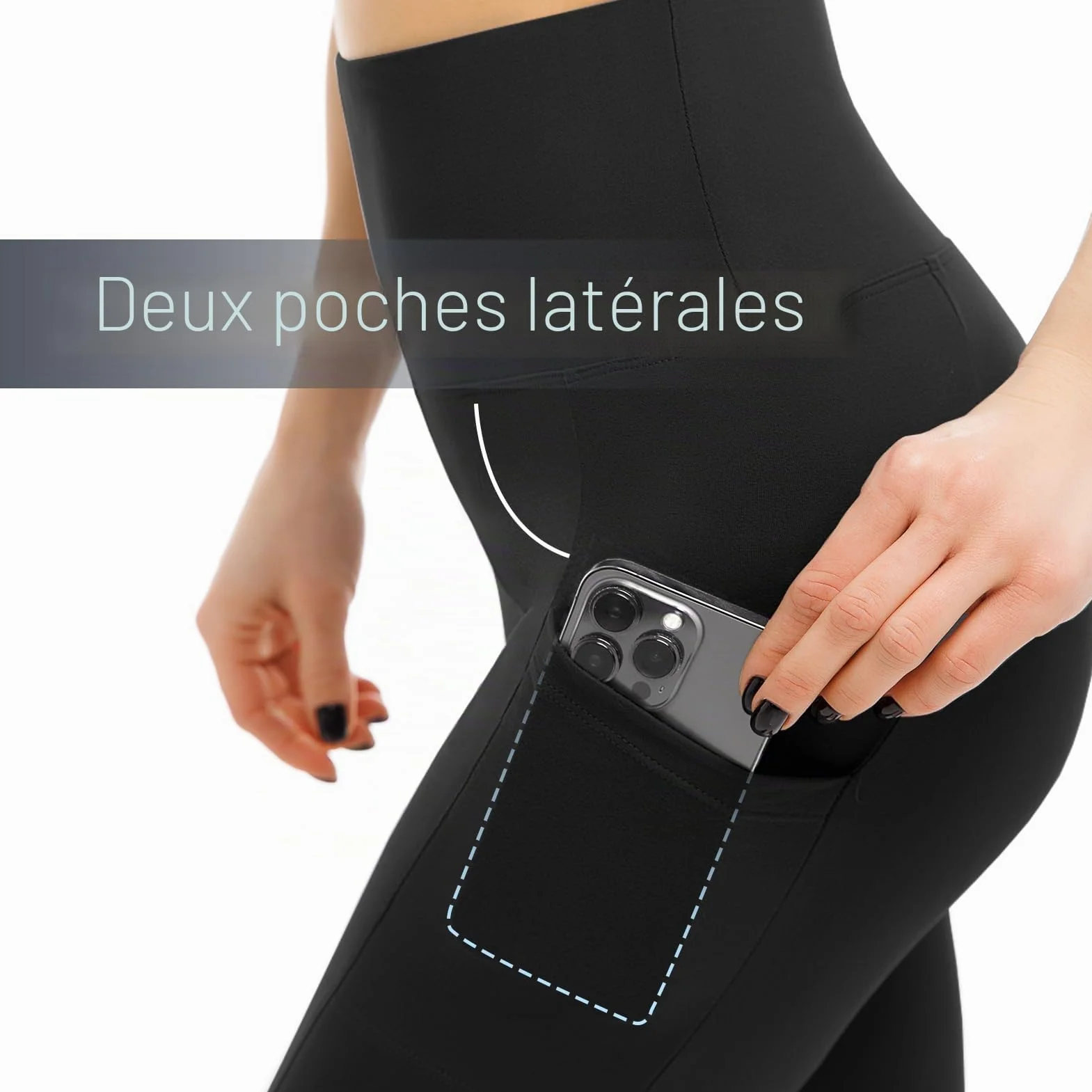 Leafigure Lot de 2 leggings de sport opaques taille haute avec poches