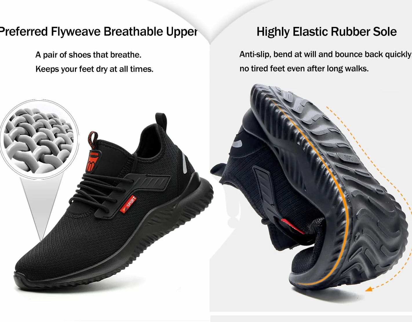 Chaussure de Sécurité Calish Légère Baskets de Sécurité Embout Acier Antidérapant Respirante