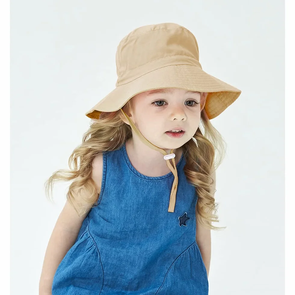 Chapeau de Soleil Bébé Enfant Large Bord Chapeau de Pêcheur Visière Fille Garçon