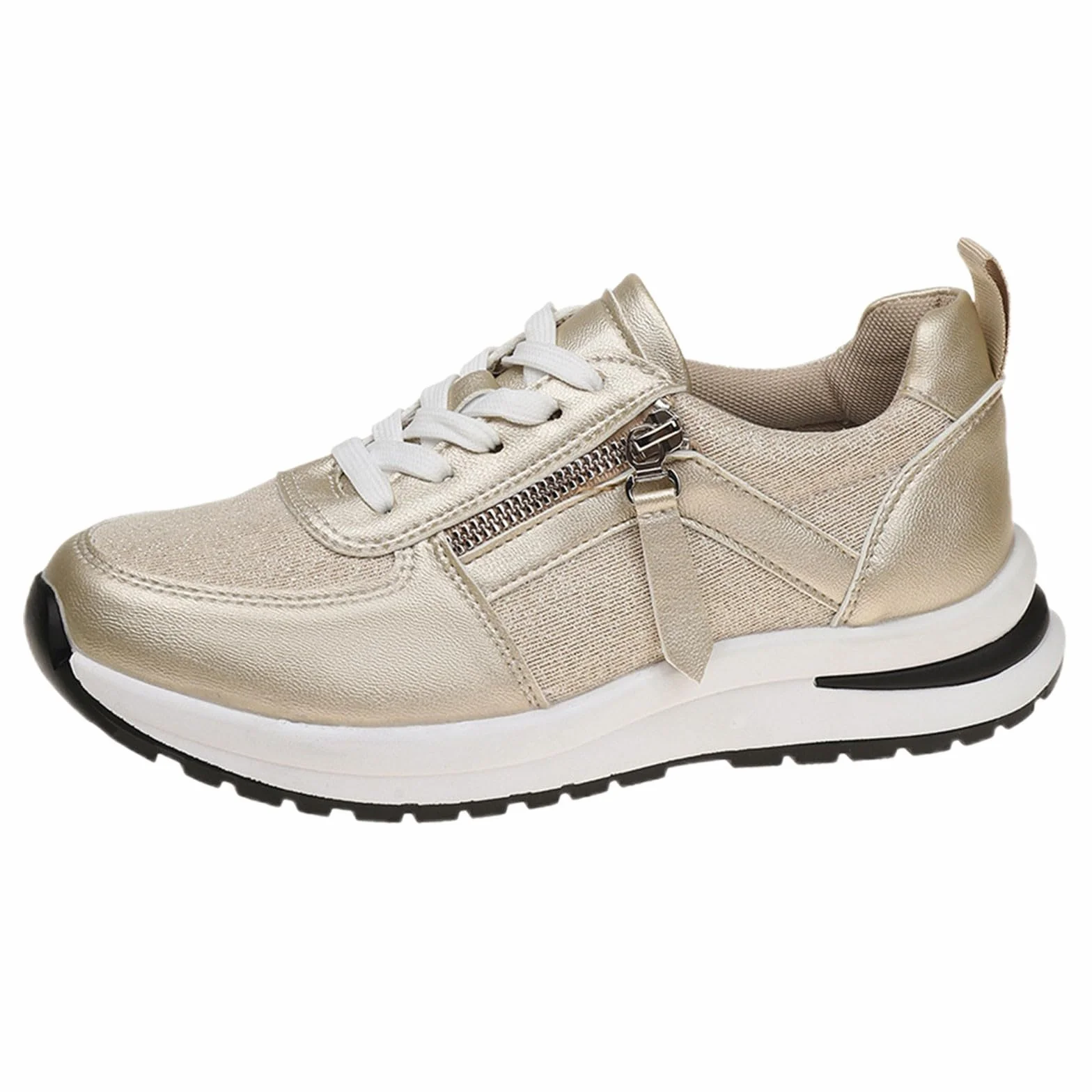 Chaussures de tennis femme baskets tendance maille respirante fermeture éclair compensée bout rond confortables