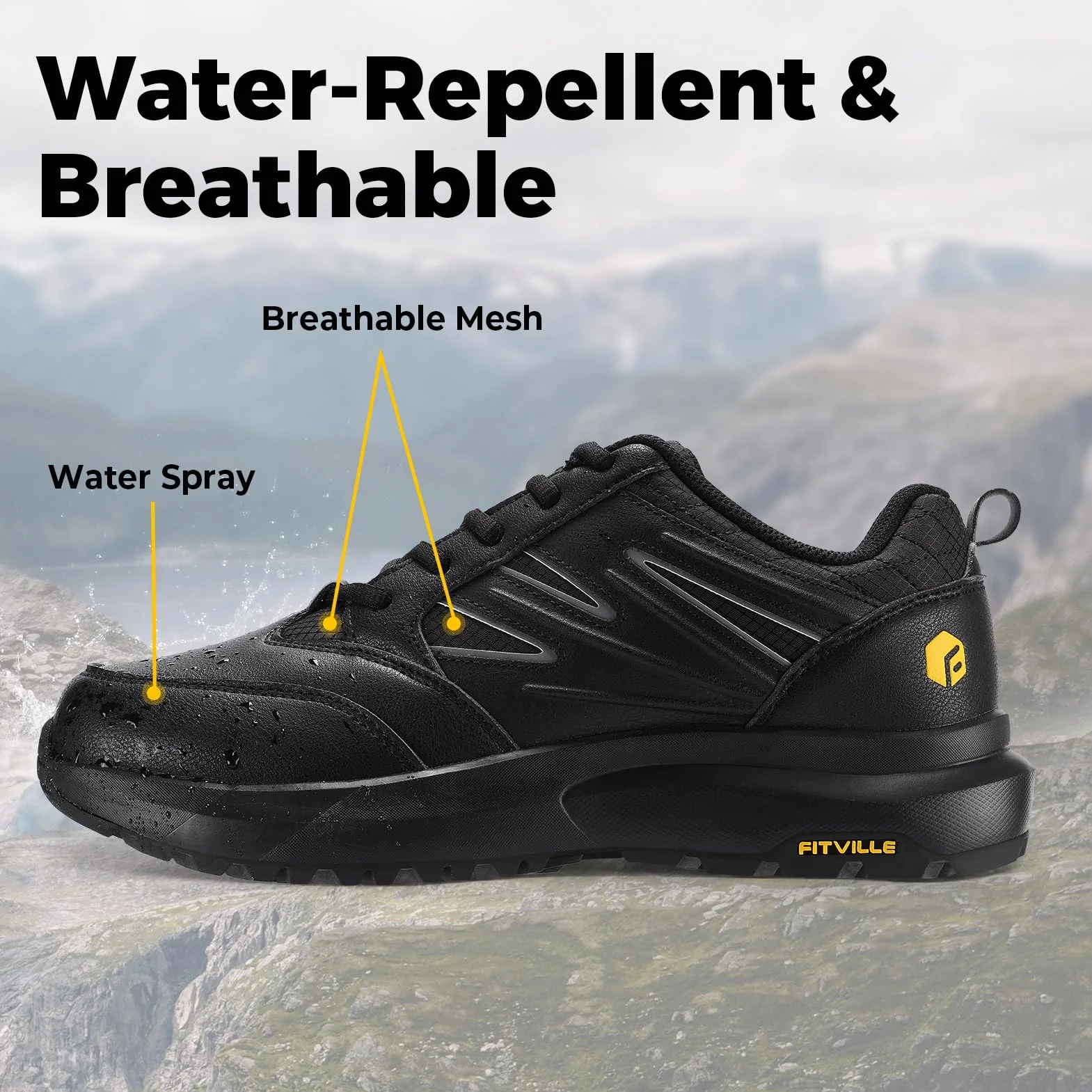 FitVille Chaussures de Randonnée Imperméables Hommes Baskets Basses Trekking Respirant Antidérapant