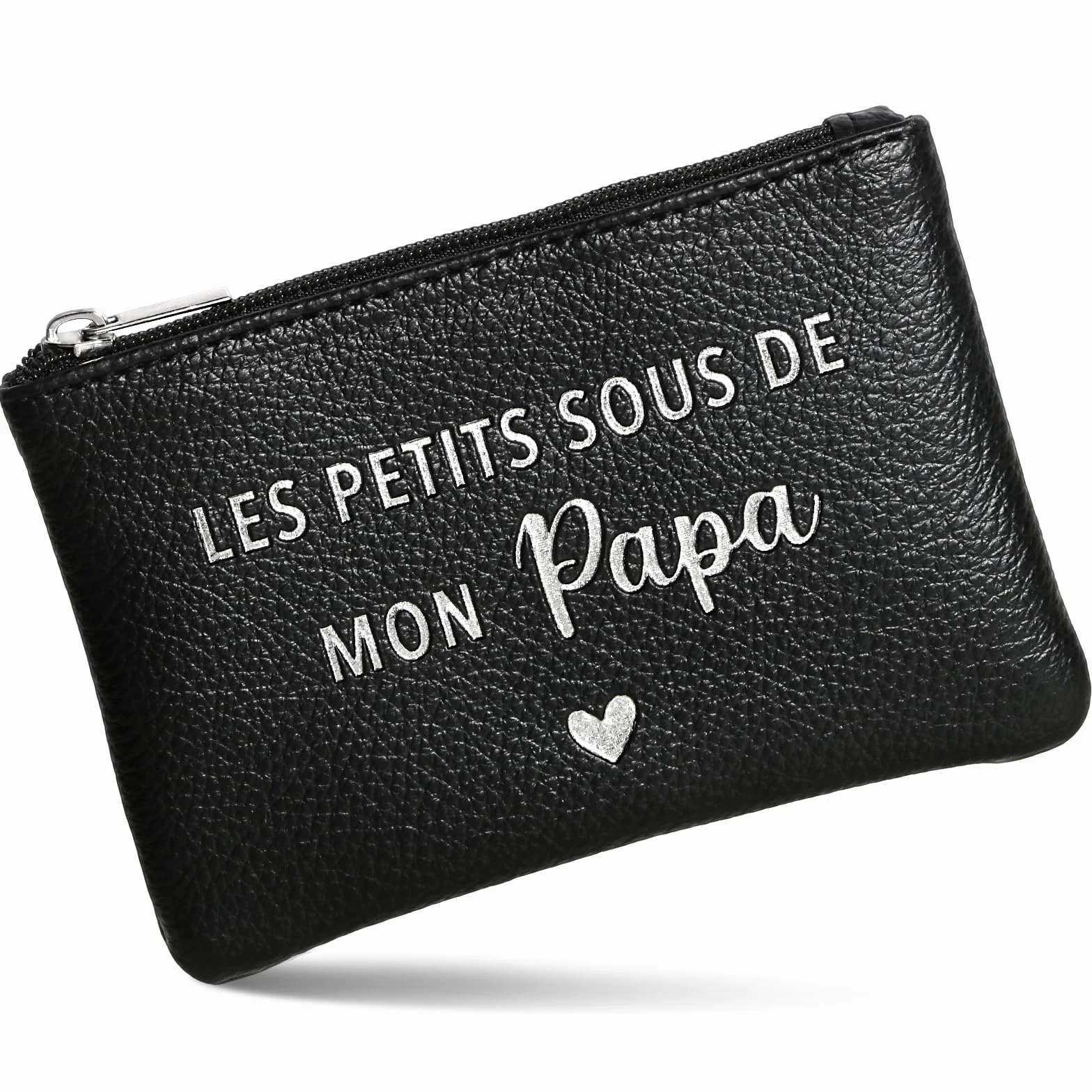 Porte-Monnaie Homme PU Mini Portefeuille Noir avec Fermeture Eclair pour Cartes Monnaie Clés