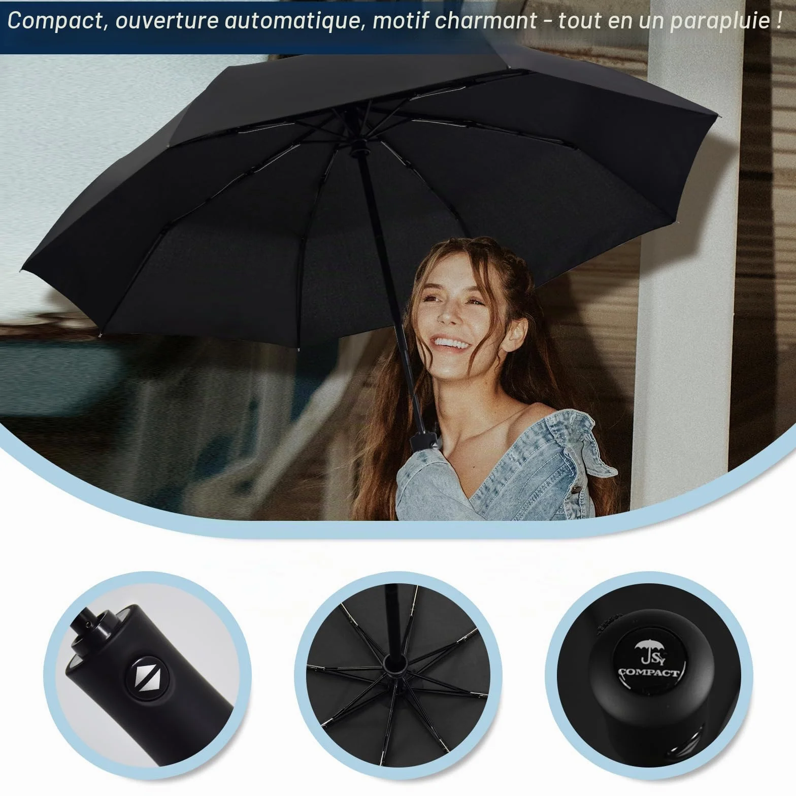 SY COMPACT Parapluie coupe-vent automatique léger incassable