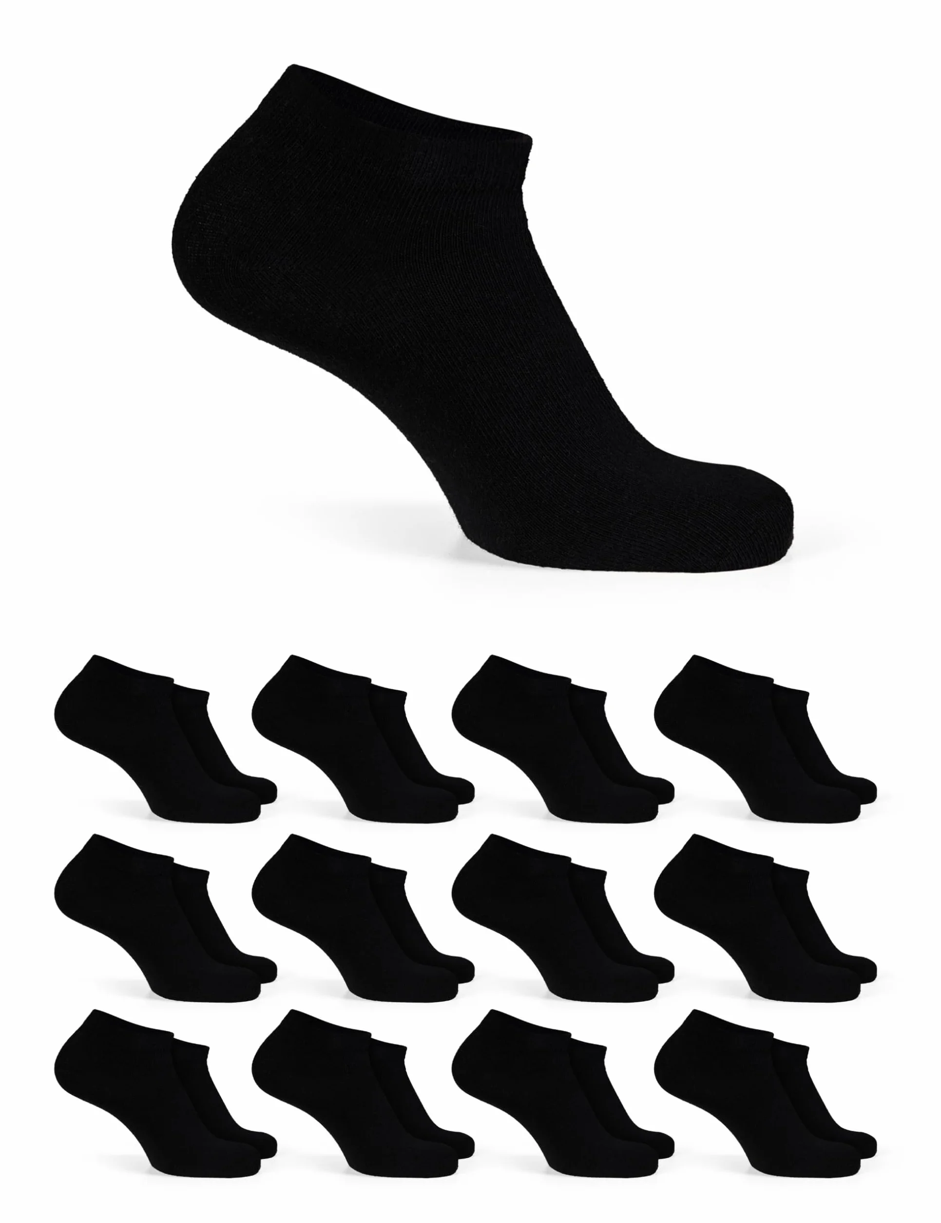 Basic Treasure Lot de 12 paires de socquettes de sport unisexes Coton respirant Chaussettes basses Noir blanc gris