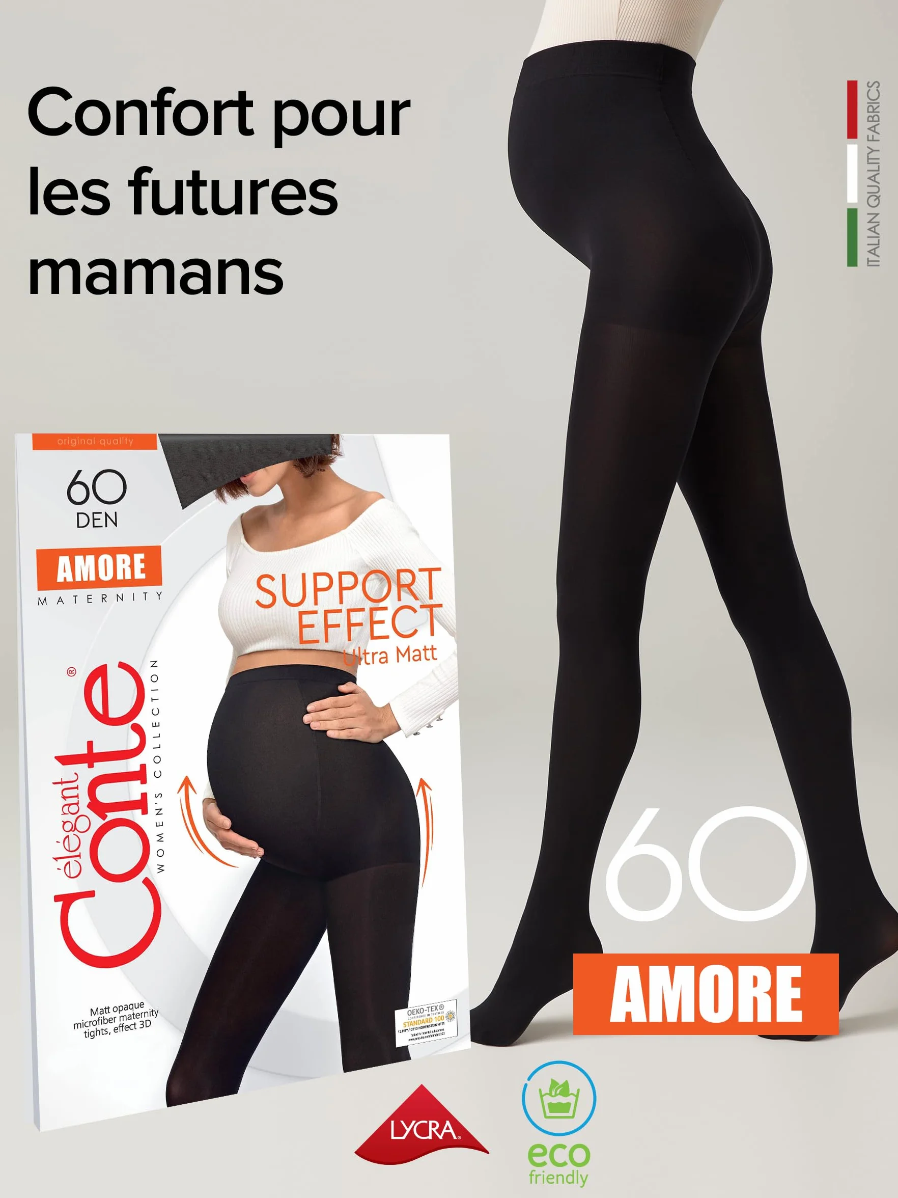 Conte Amore Collant Maternité Noir 60 DEN Taille - Collants Femmes Enceintes