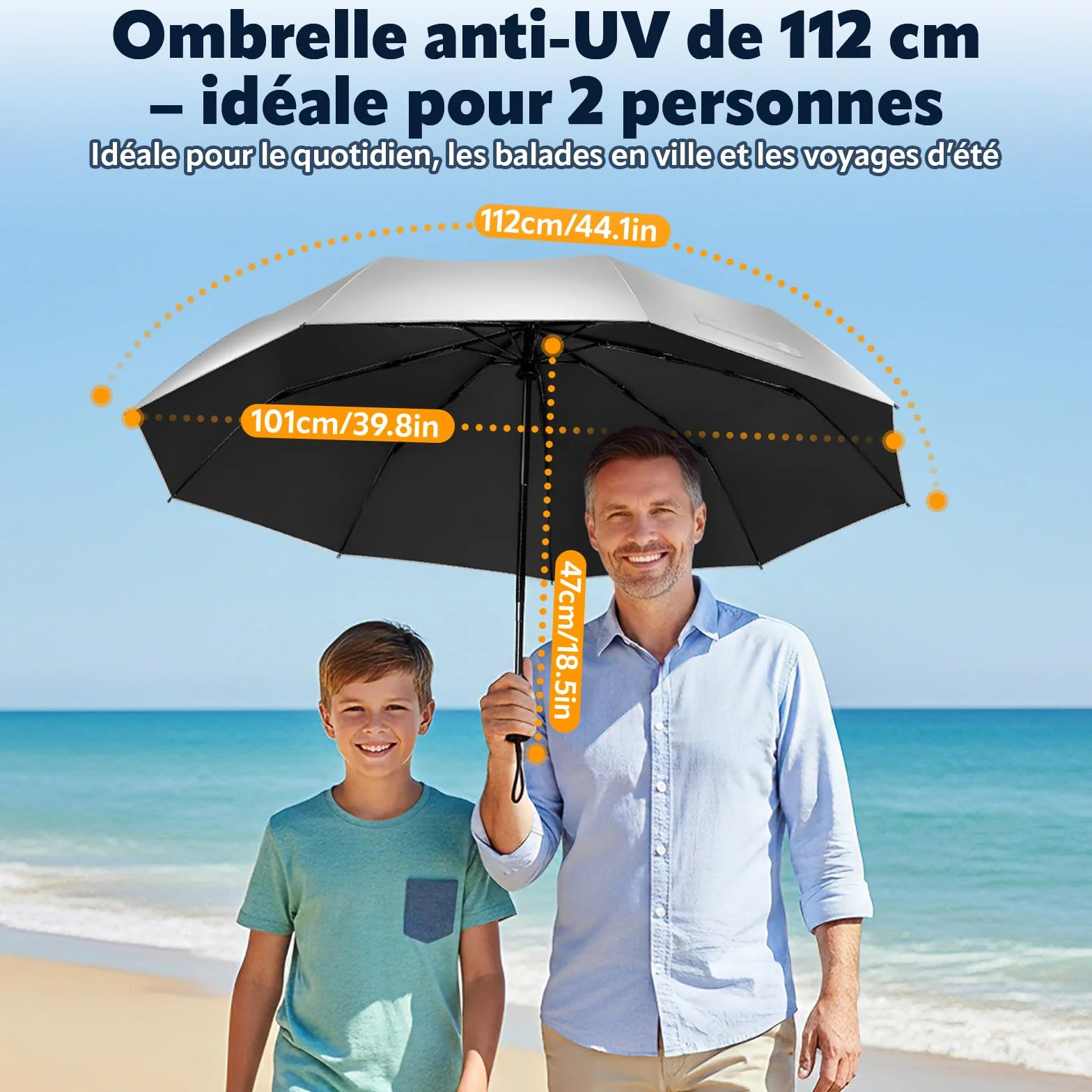ZOMAKE Parapluie Automatique Pliant UPF 50+ Ombrelle anti UV Compact Solide anti Tempête Voyage