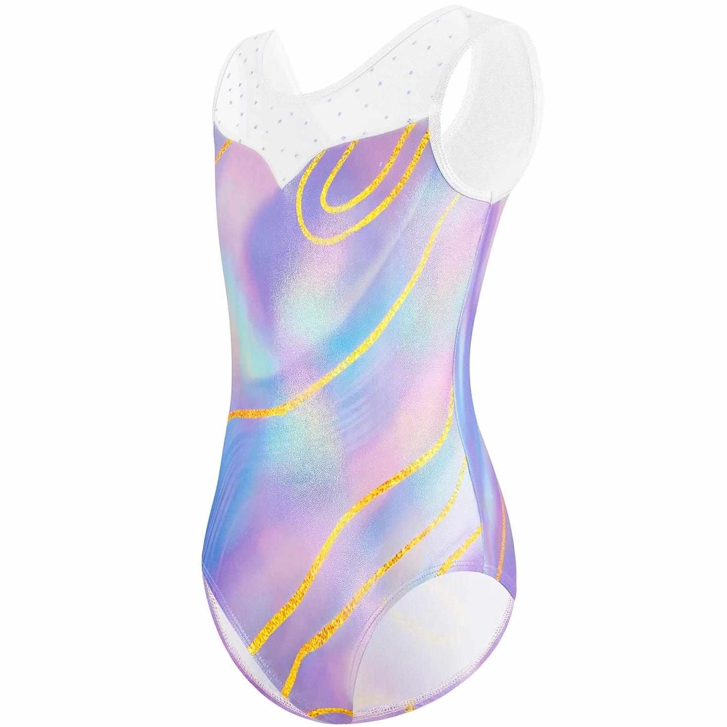 Justaucorps de Gymnastique Trois Pièces pour Filles Sans Manche avec Short et Bandeau