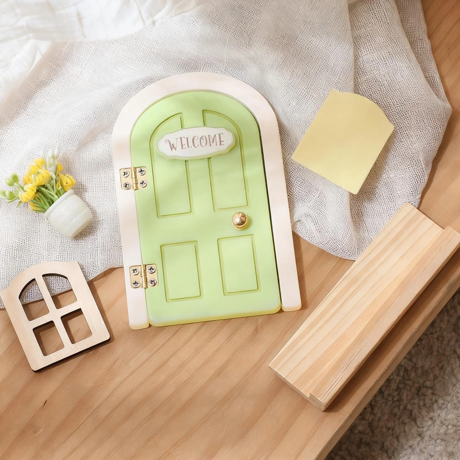 Porte féerique en bois pour mur – jouet de décoration de porte fenêtre, accessoire princesse magique pour chambre