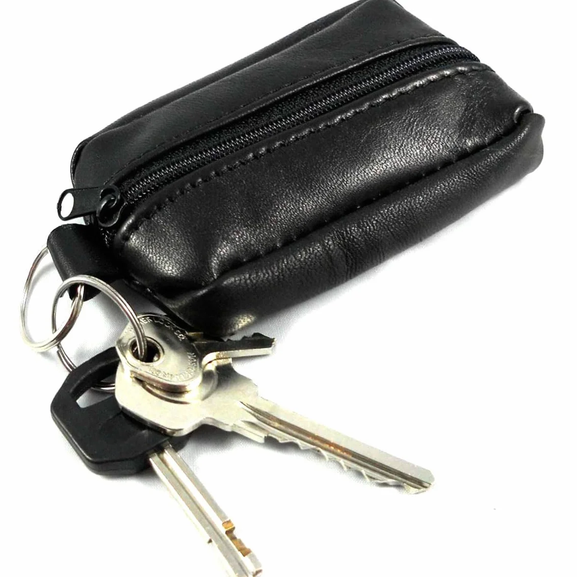 Portefeuille Homme Cuir véritable Double Zips Multi Poches Noir