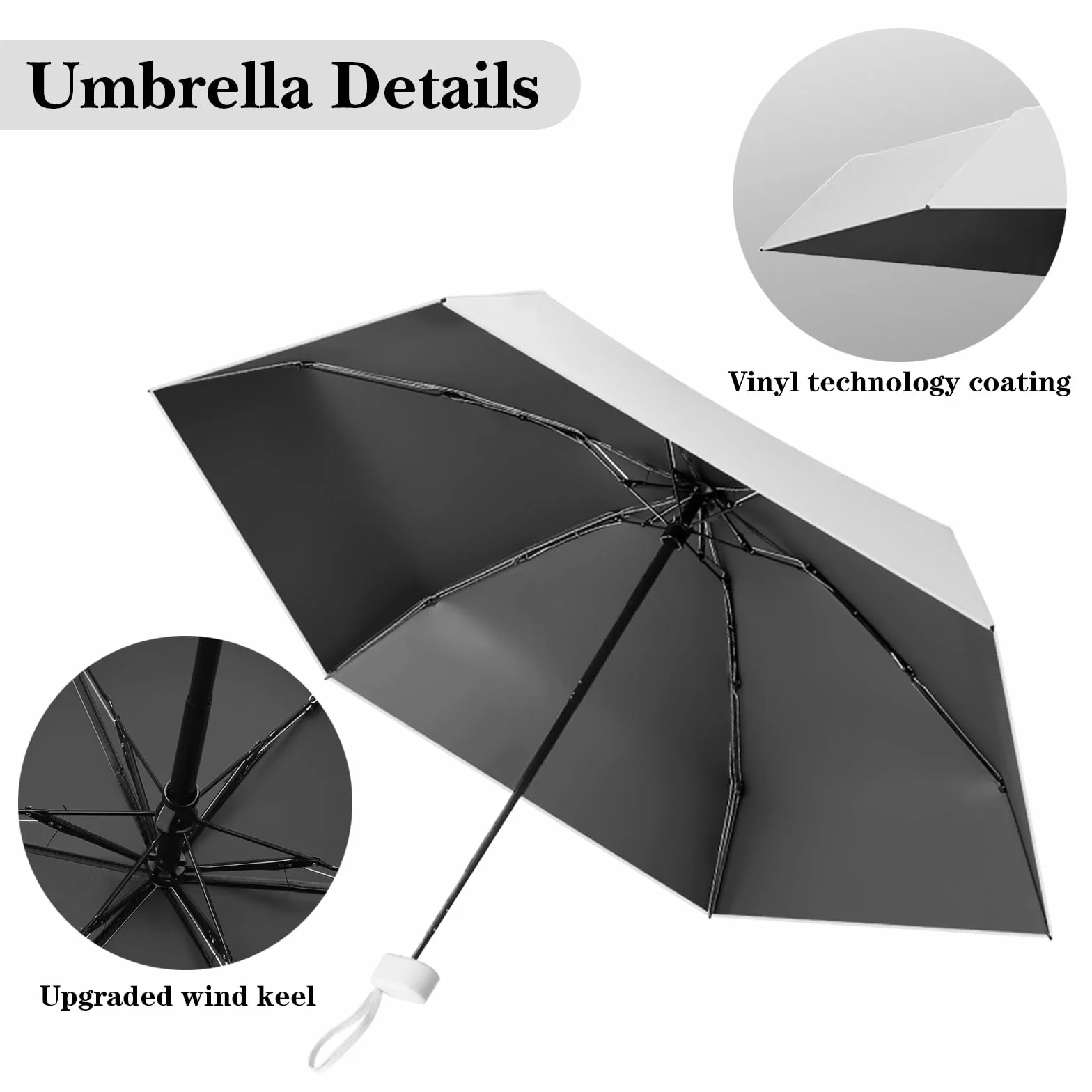 Mini Parapluie Compact Pliable Anti UV Imperméable Coupe-Vent avec Boîte à Capsules