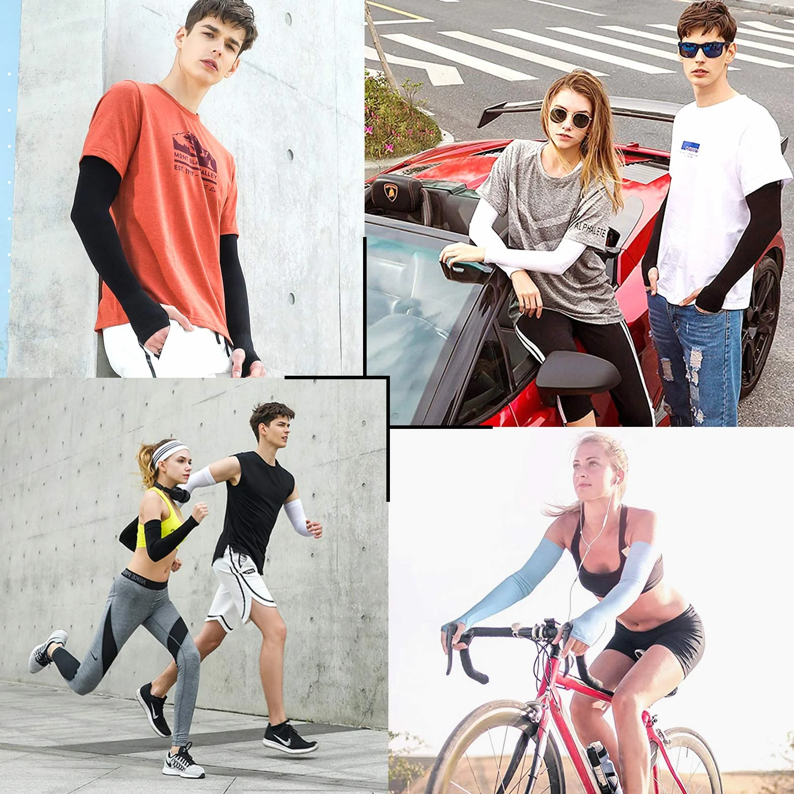 beister Manchon de Bras Homme & Femme, Anti-UV Protection UPF 50+ Manche Bras Avec Trou pour Le Pouce Antidérapants Cooling Manchette Gaming, Manchons Sport Compression Arm Sleeves.