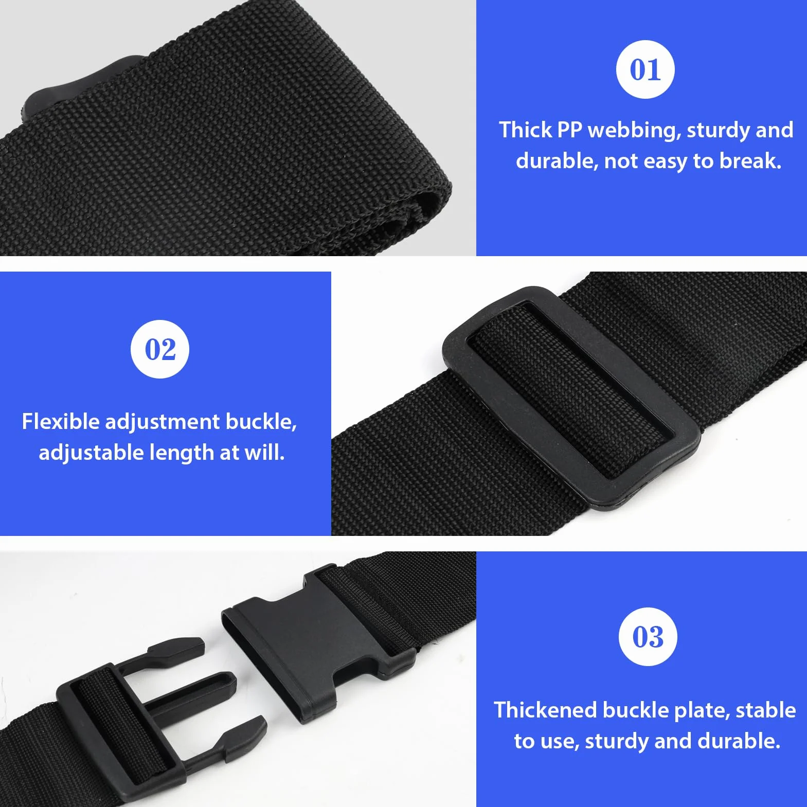 Sangles De Bagage Réglables Set De 4 Universelles 100-190 cm Ceintures De Sécurité pour Valises 20"-32" Accessoires De Voyage