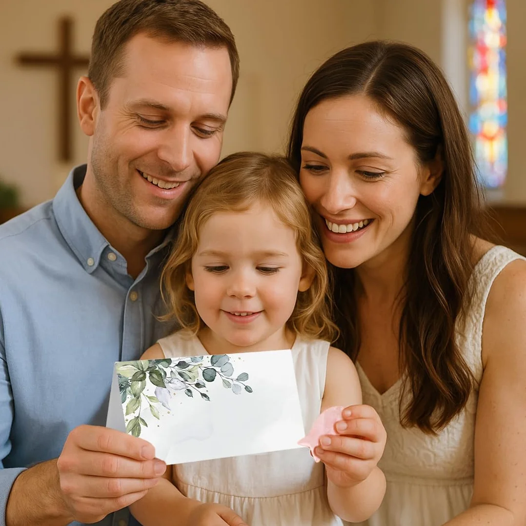 Cadeau de Baptême Poisson en Quartz Rose avec Carte Cadeau pour Fille Communion Confirmation