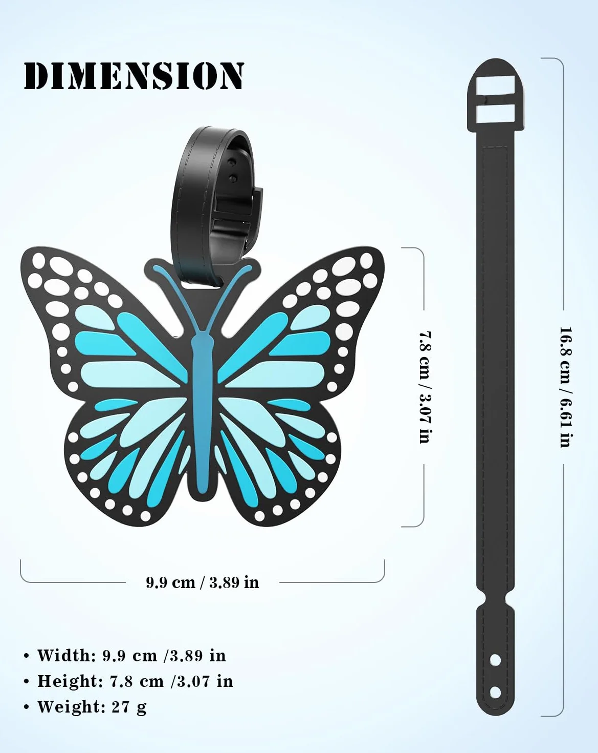 Etiquettes Bagage en Silicone Papillon 2 Pièces, Accessoires Voyage Avion (Bleu et Orange)