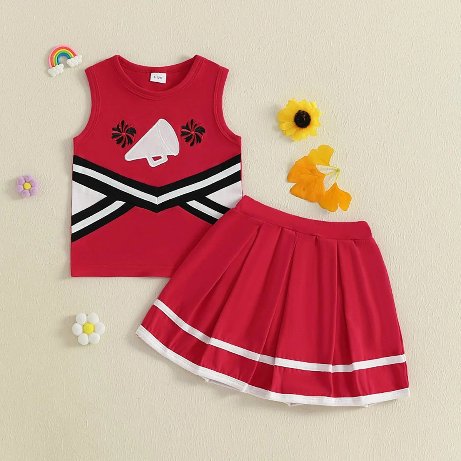 Costume de pom-pom girl pour enfant et bébé fille avec haut court et jupe