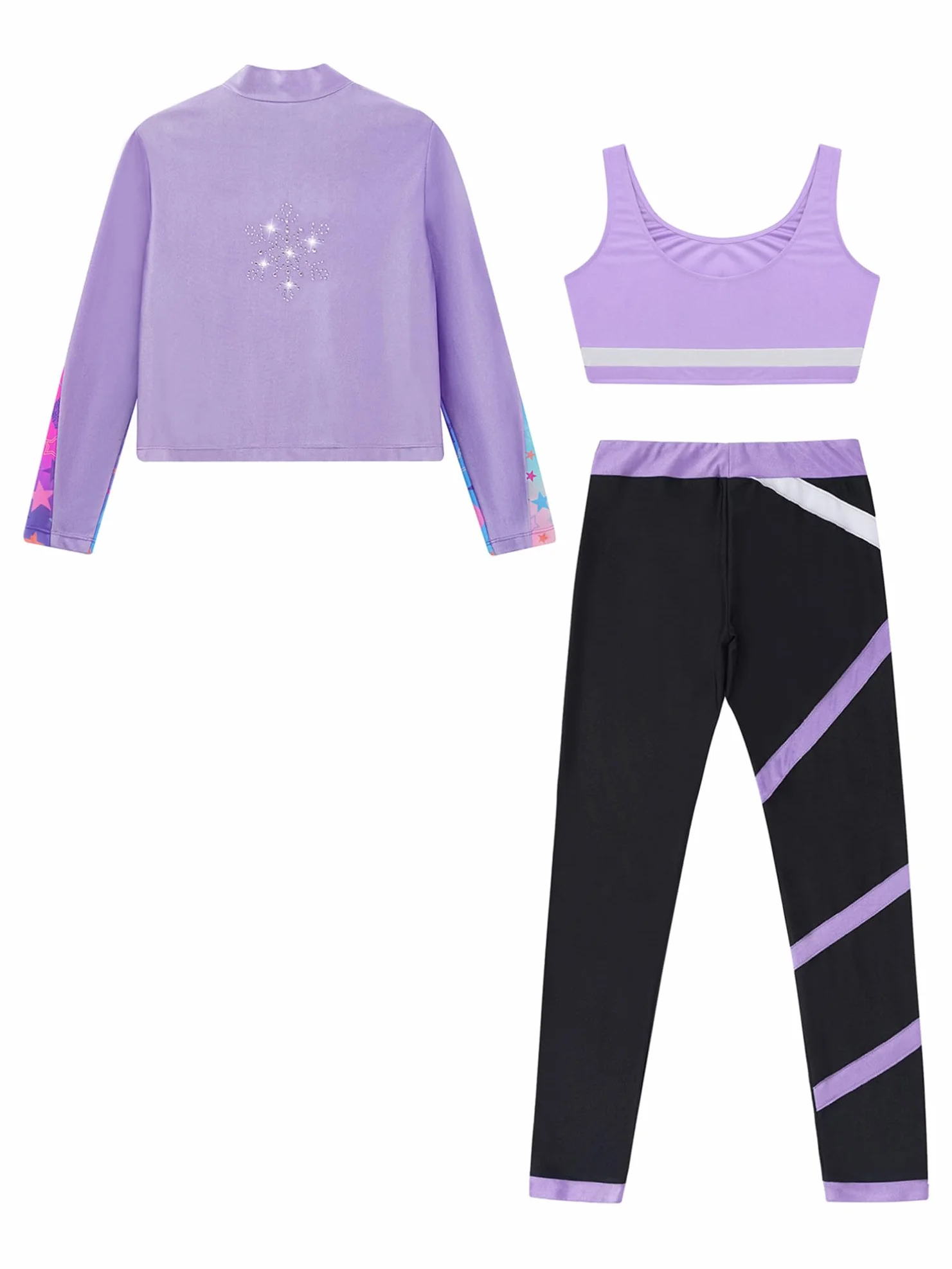YiZYiF Survêtement de Sport Fille Patinage Artistique Ensemble Vestes Zippée Manches Longues Legging Danse Justaucorps 5-16 ans