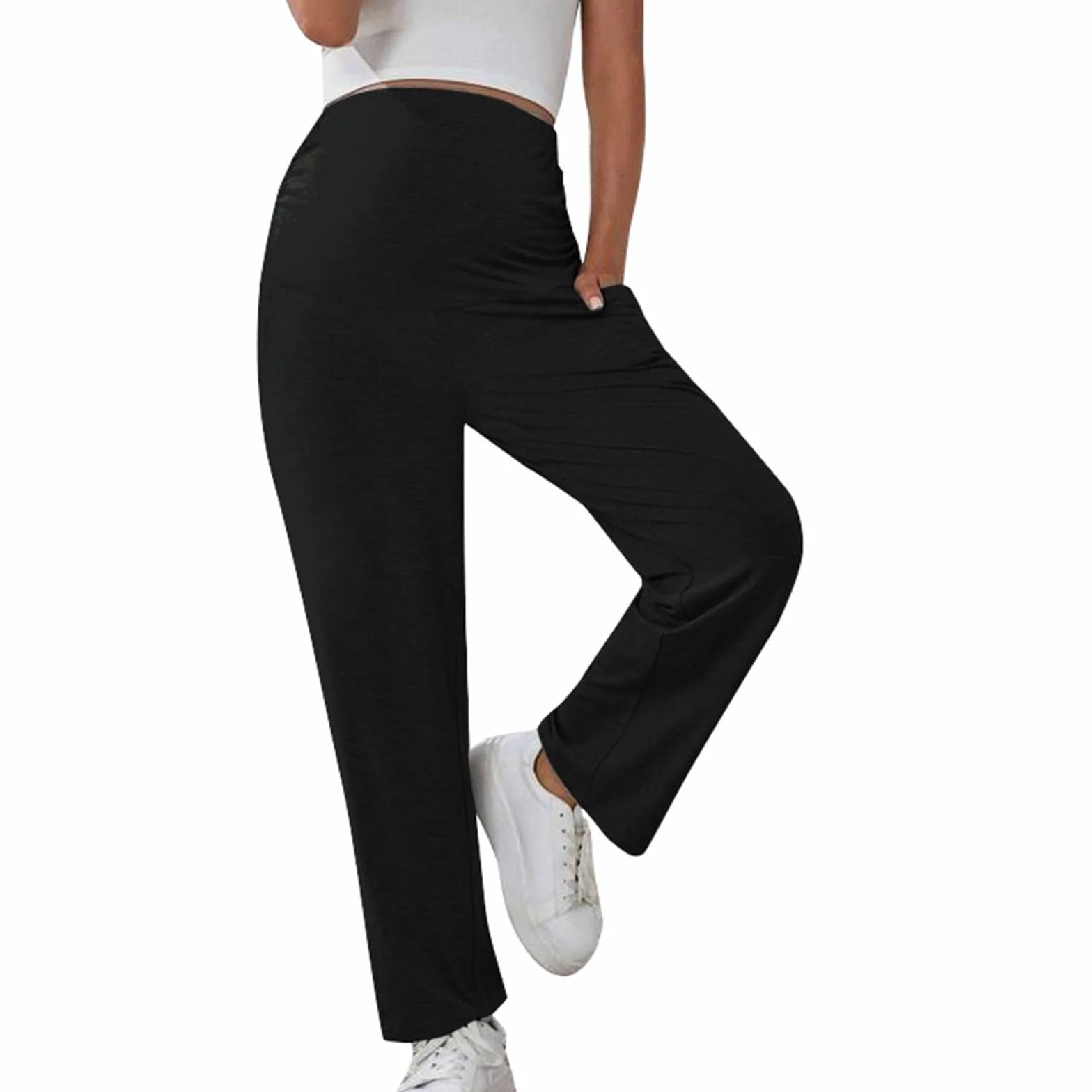 Pantalon de maternité pour femme slim extensible jambe droite