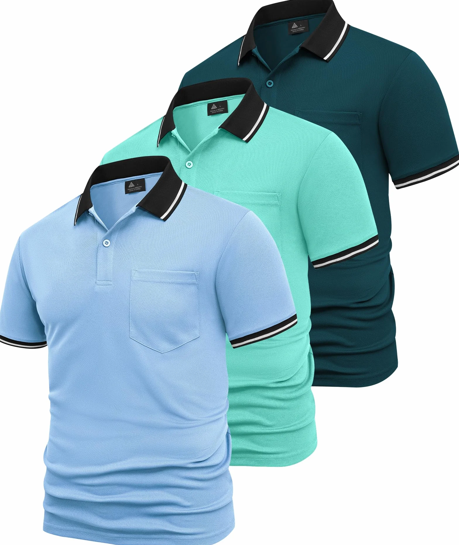 SwissWell 3 Pièces Polo Homme Manches Courtes Golf Anti Transpiration Respirant