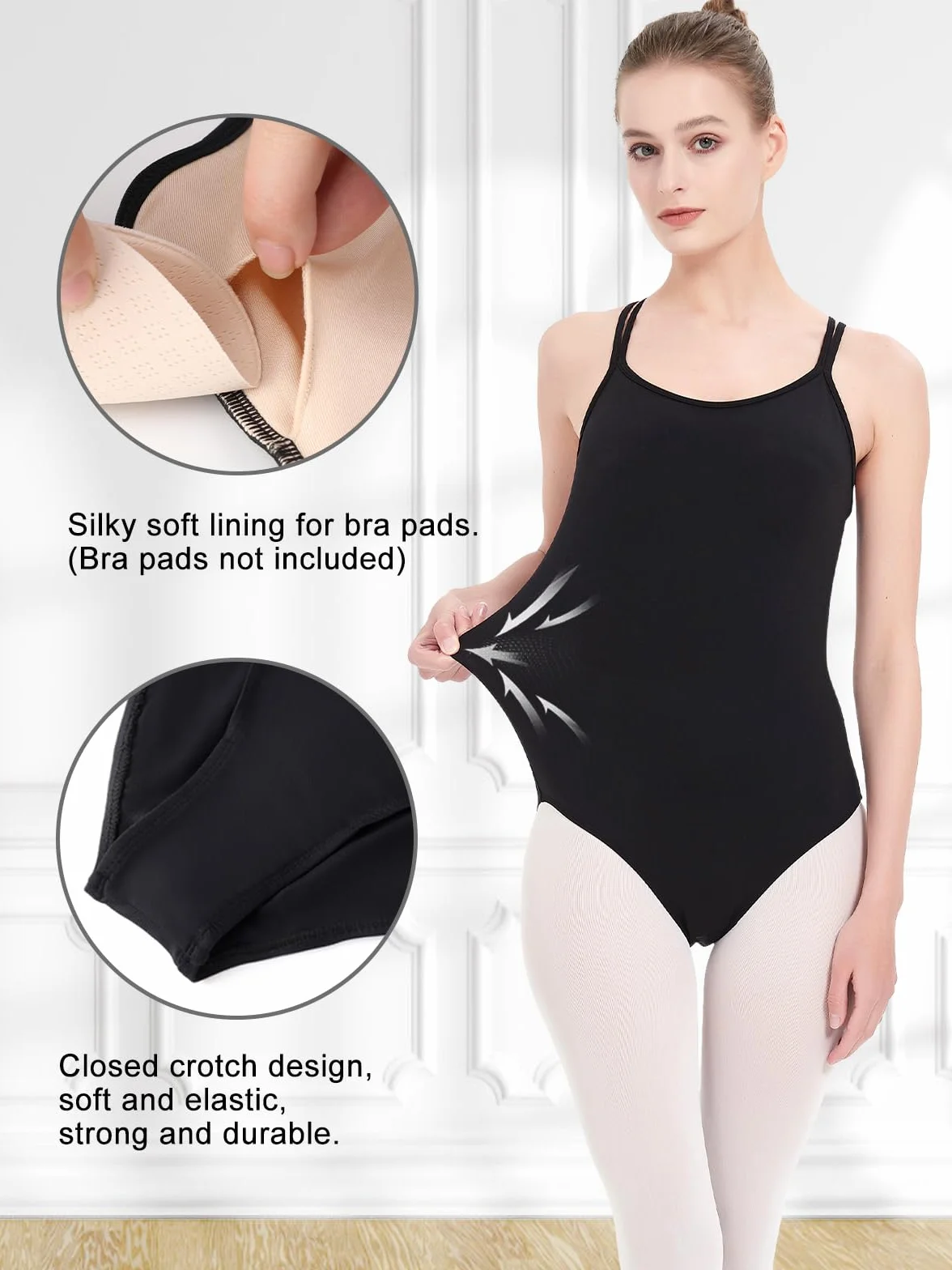 Justaucorps Danse Femme Camisole Gymnastique Ballet Couleur Unie