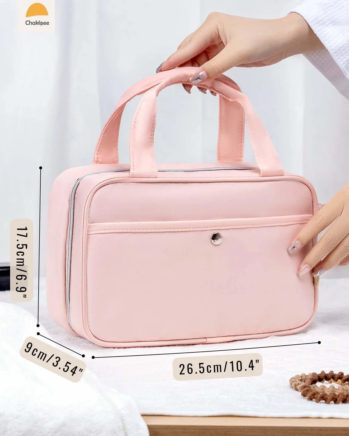 Trousse de Toilette à Suspendre Voyage Femme Imperméable avec Fenêtre Transparente Rose Moyen