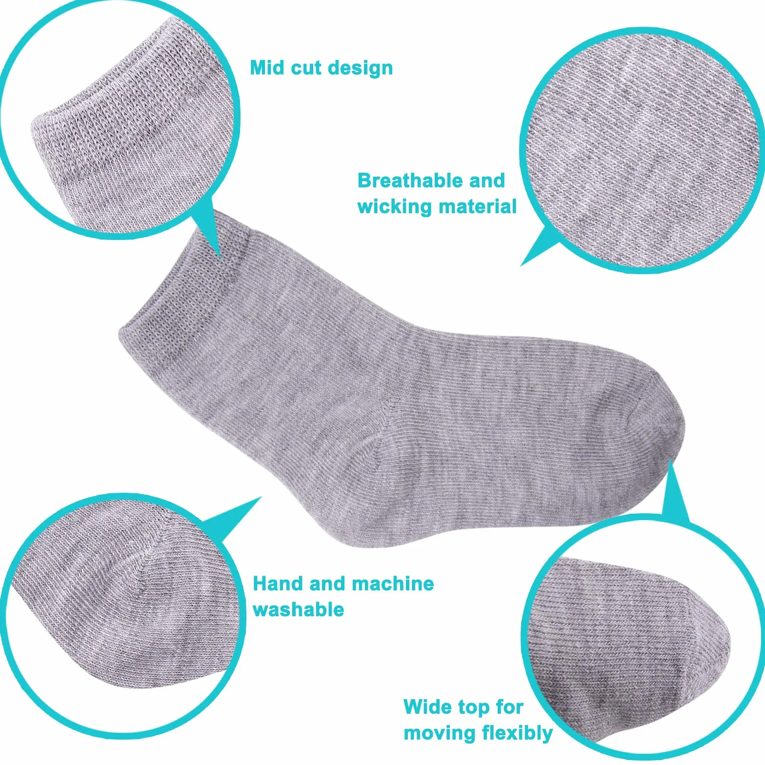 Duufin 18 Paires Chaussettes Bébé Enfant 3 Couleurs Garçon Fille