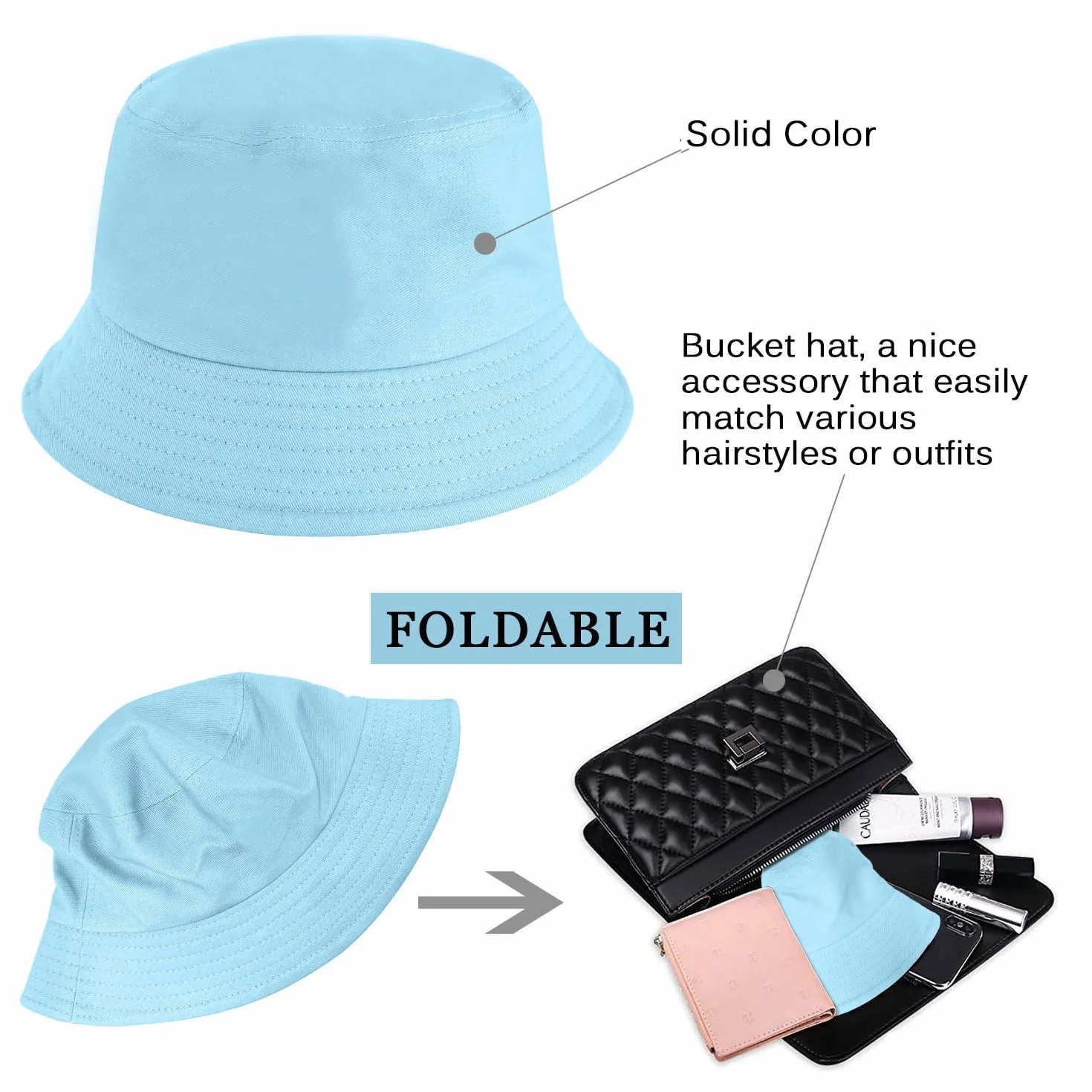 Tuopuda Bob Chapeau de Soleil Anti-UV Chapeau de Pêcheur Bucket Hat Pliable