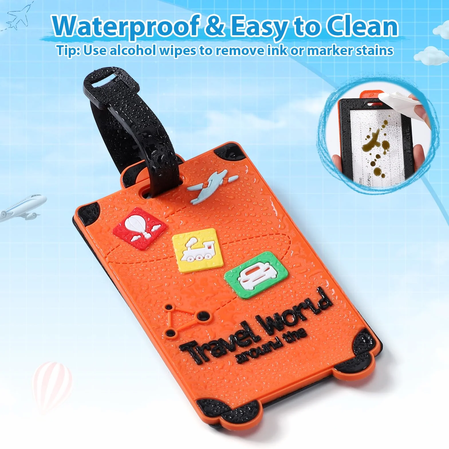 Alyvisun 4 Pcs Étiquette Bagage Silicone Imperméable avec Carte d'Identification, Couleurs Foncées