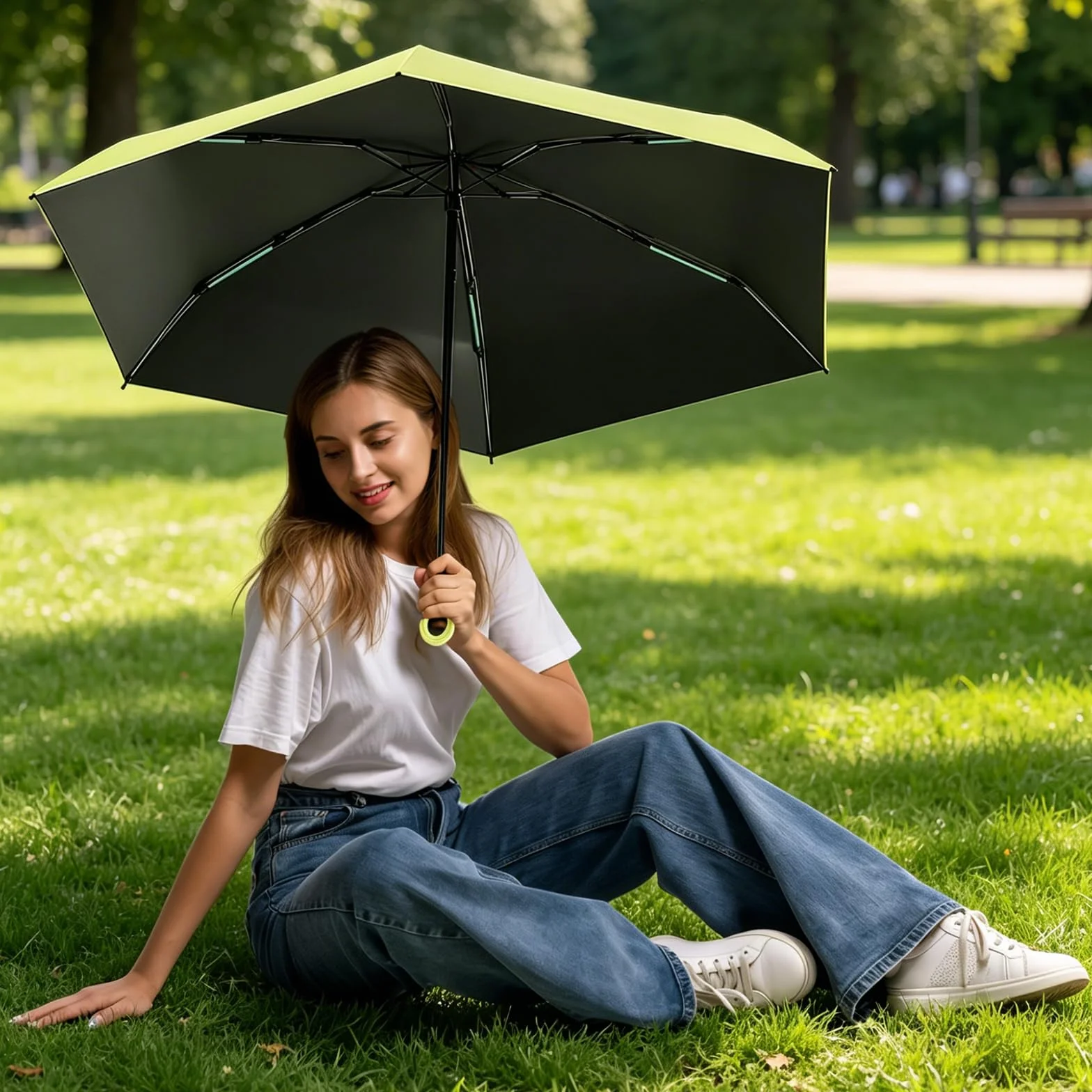 Parapluie Compact de Voyage 6 Nervures Coupe-Vent Ultra Léger Résistant