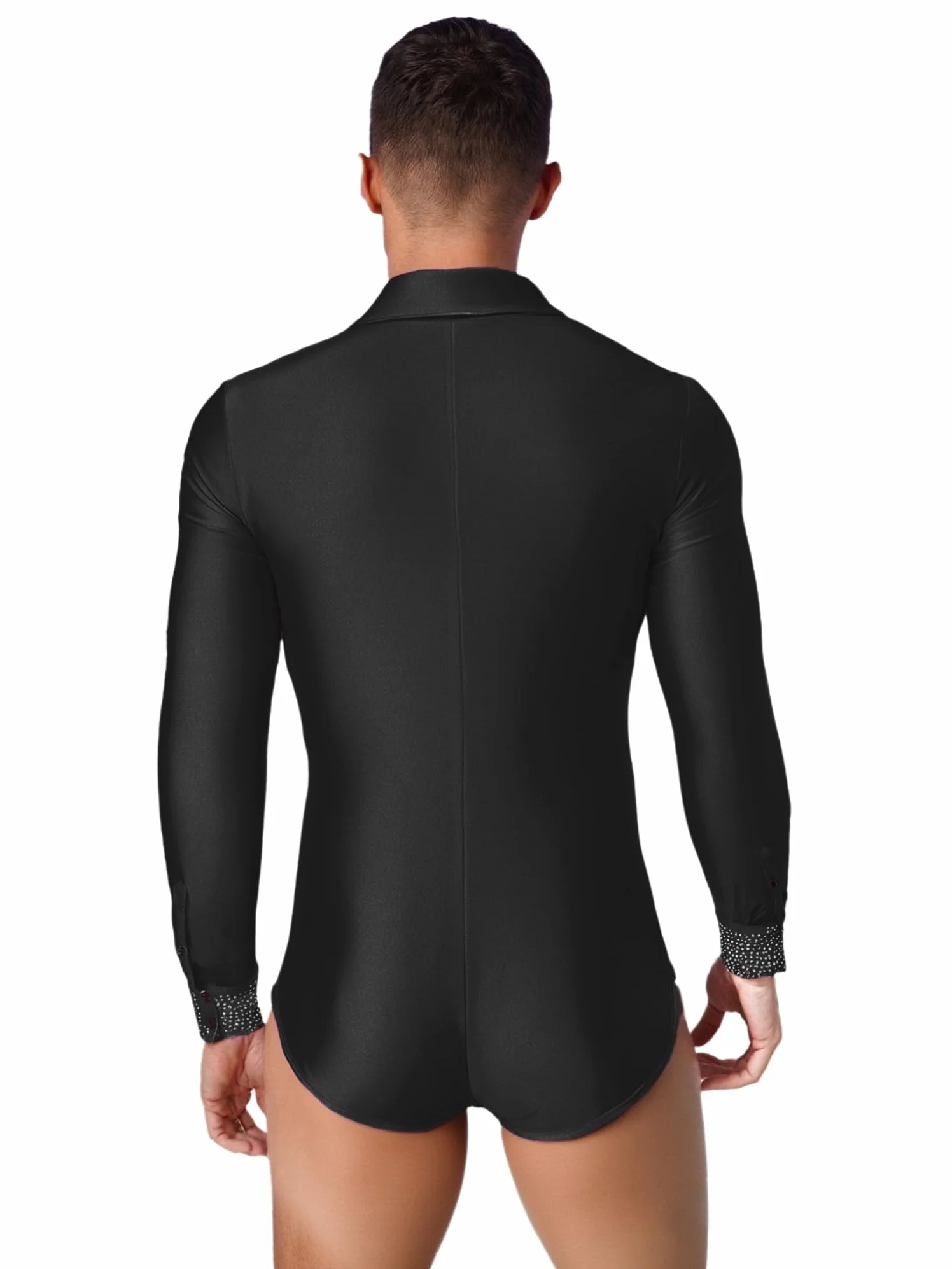 Justaucorps de Gymnastique Manches Longues Strass Body Gym Leotard Danse Patinage