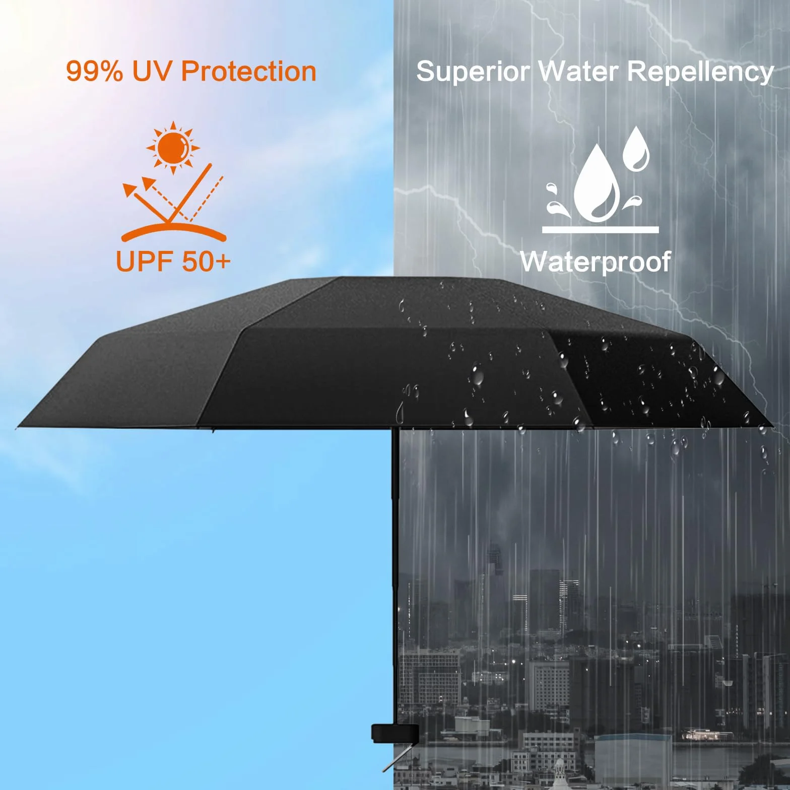 Parapluie Pliant Mini Anti UV, Ombrelle de Poche Solide avec Boîte