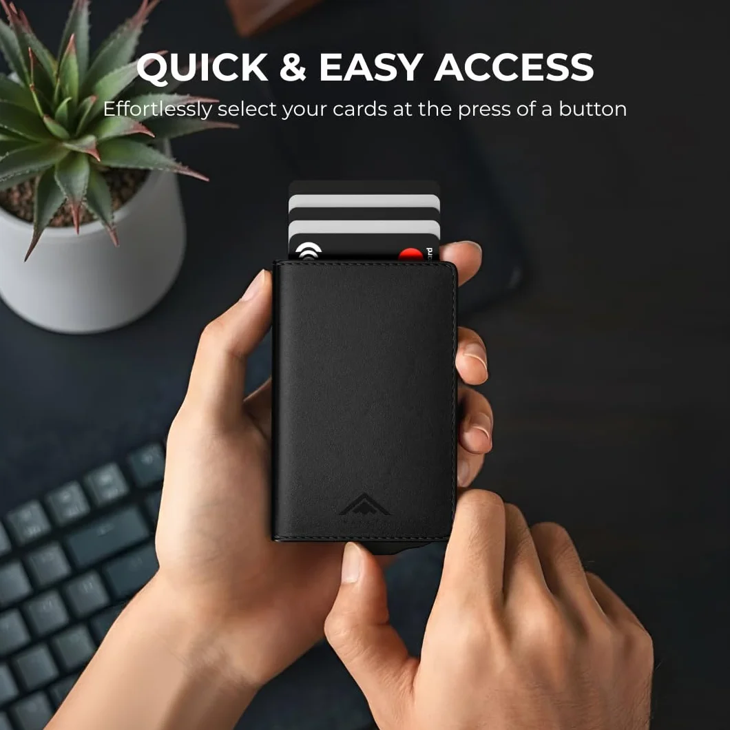 Stealth Wallet Porte-Cartes Pop-up Aluminium léger Blocage RFID NFC avec Boîte-Cadeau
