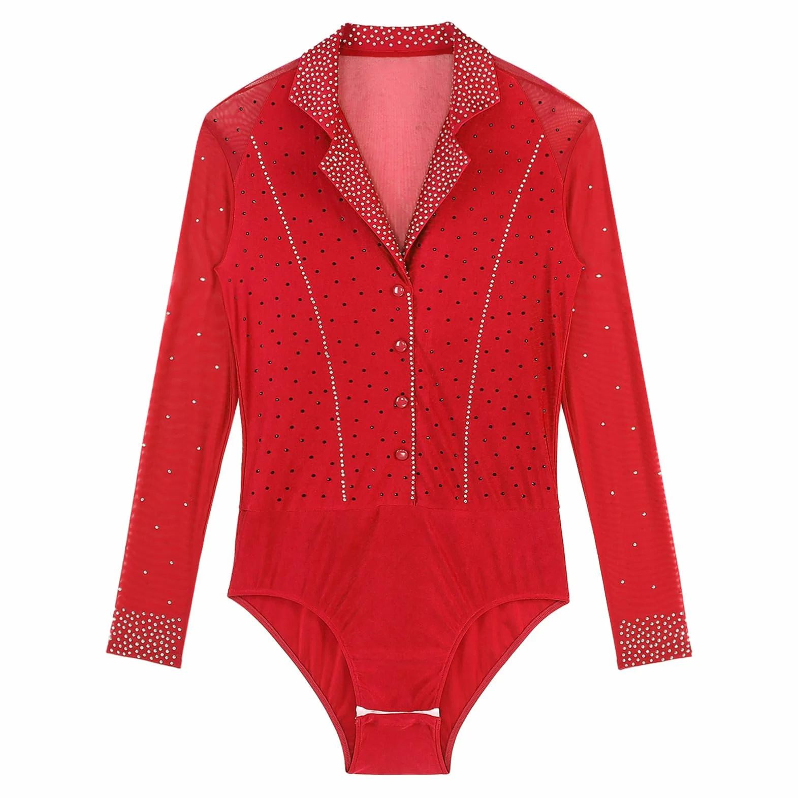 ChicTRY Homme Justaucorps Gymnastique en Maille Léotard Danse Latine Salsa Top Body à Manches Longues M-3XL