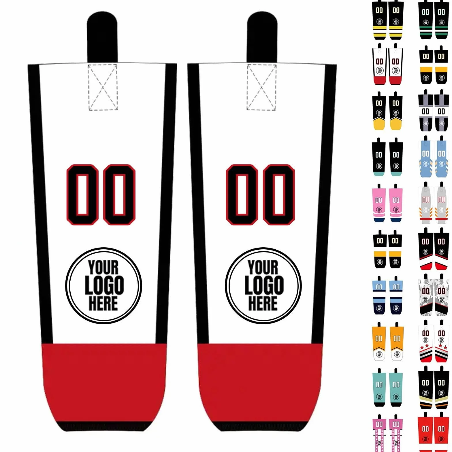 Chaussettes hockey sur glace personnalisées avec numéro imprimé