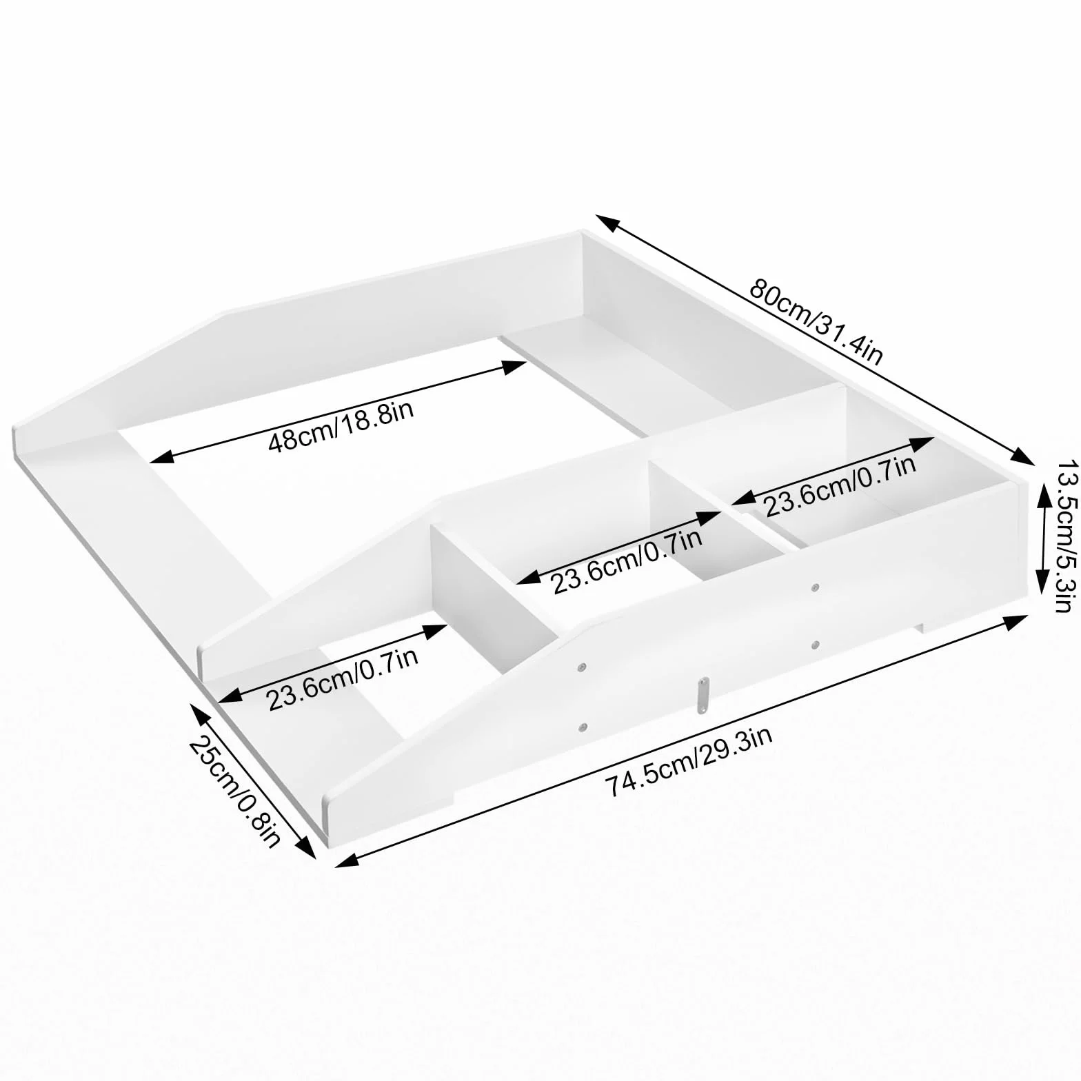 WOLTU Plan à langer amovible MDF 80x74,5x13,5 cm Blanc