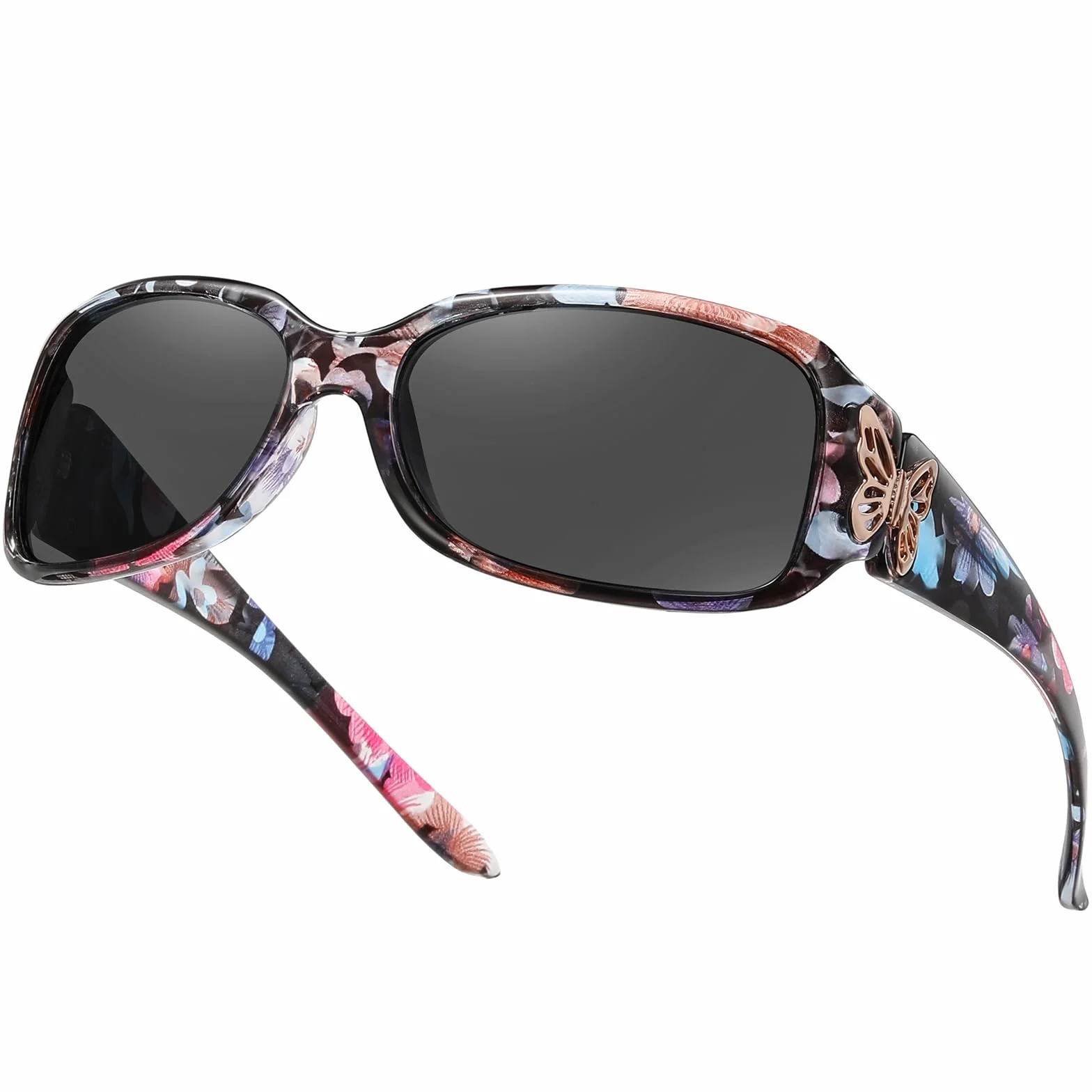 HAOLOTA Lunettes de soleil polarisées femme enveloppantes strass UV400