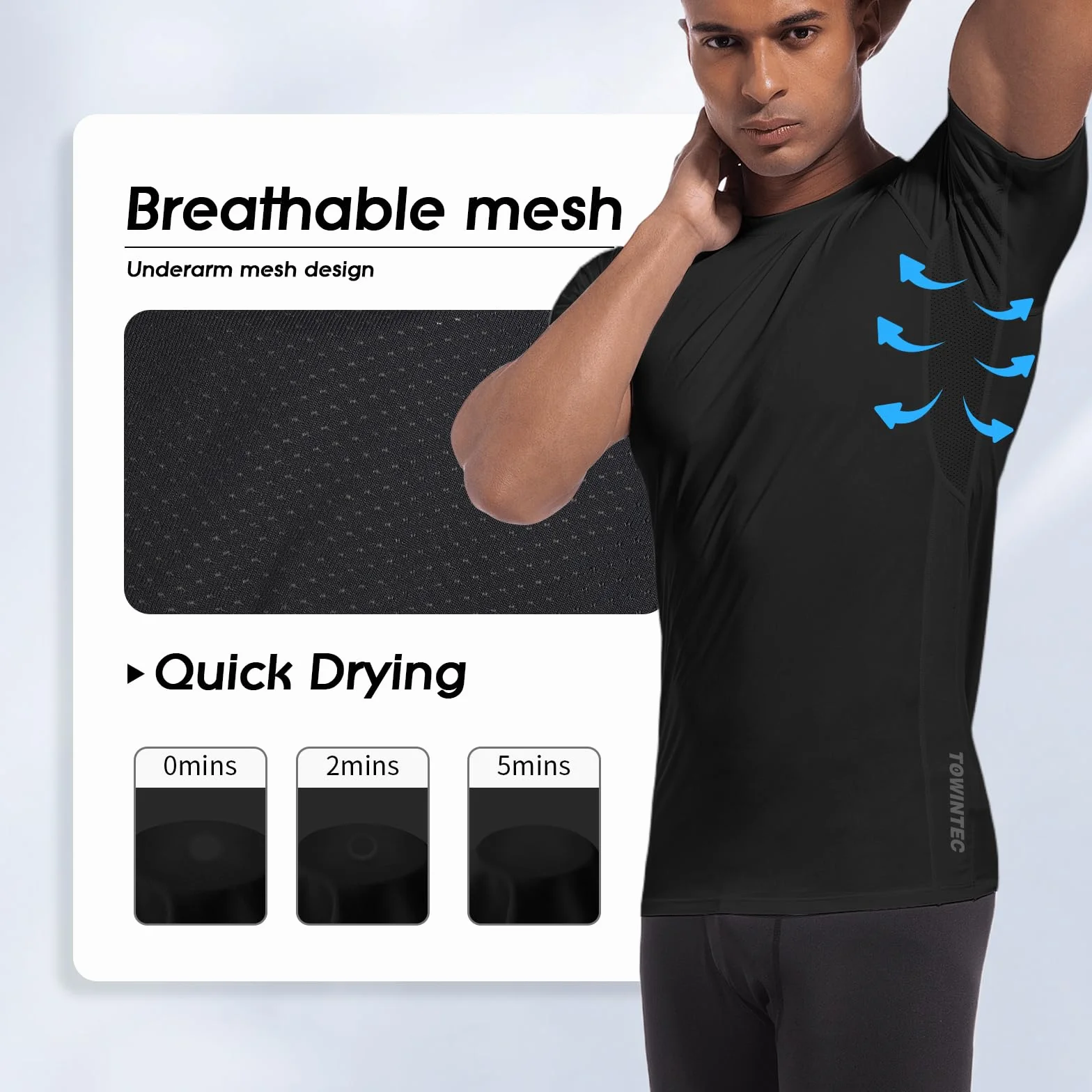 Hommes Compression T-Shirt Manches Courtes Séchage Rapide Vêtements Running Maillot Jogging Couche de Base Athlétique Musculation
