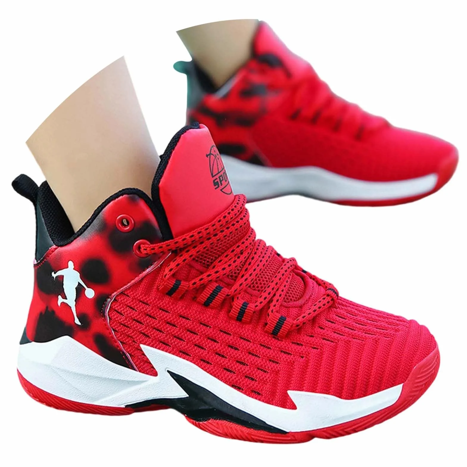 Enfant Chaussure Basketball Garçon Sneakers Baskets Automne Hiver Graffiti Mode Basket-Bal Chaussures Sport Mixte Jeunes